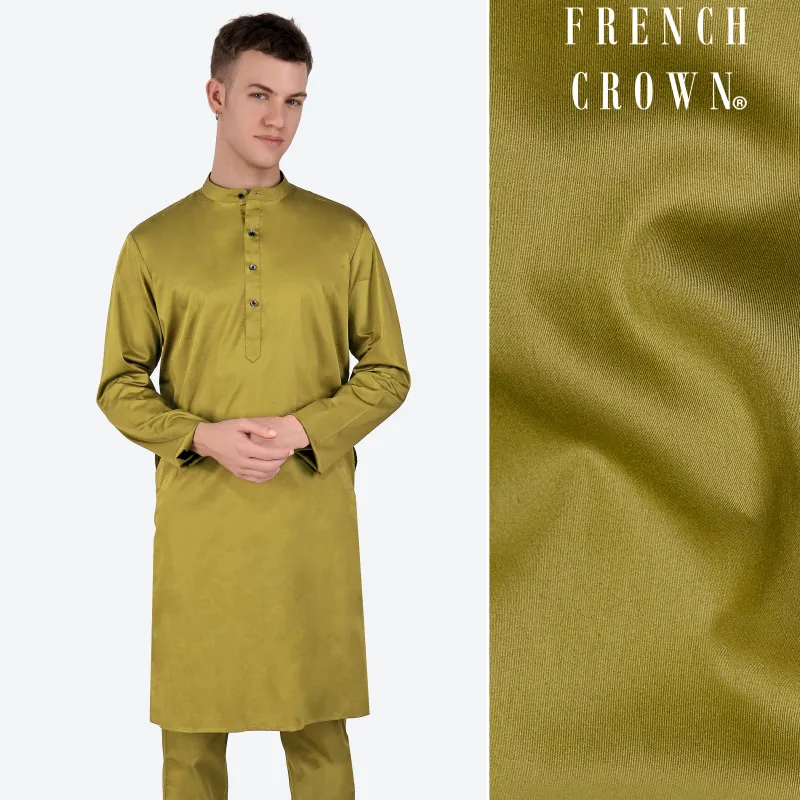 Alpine Green Subtle Sheen Super Soft Premium Cotton Kurta sold by French Crown