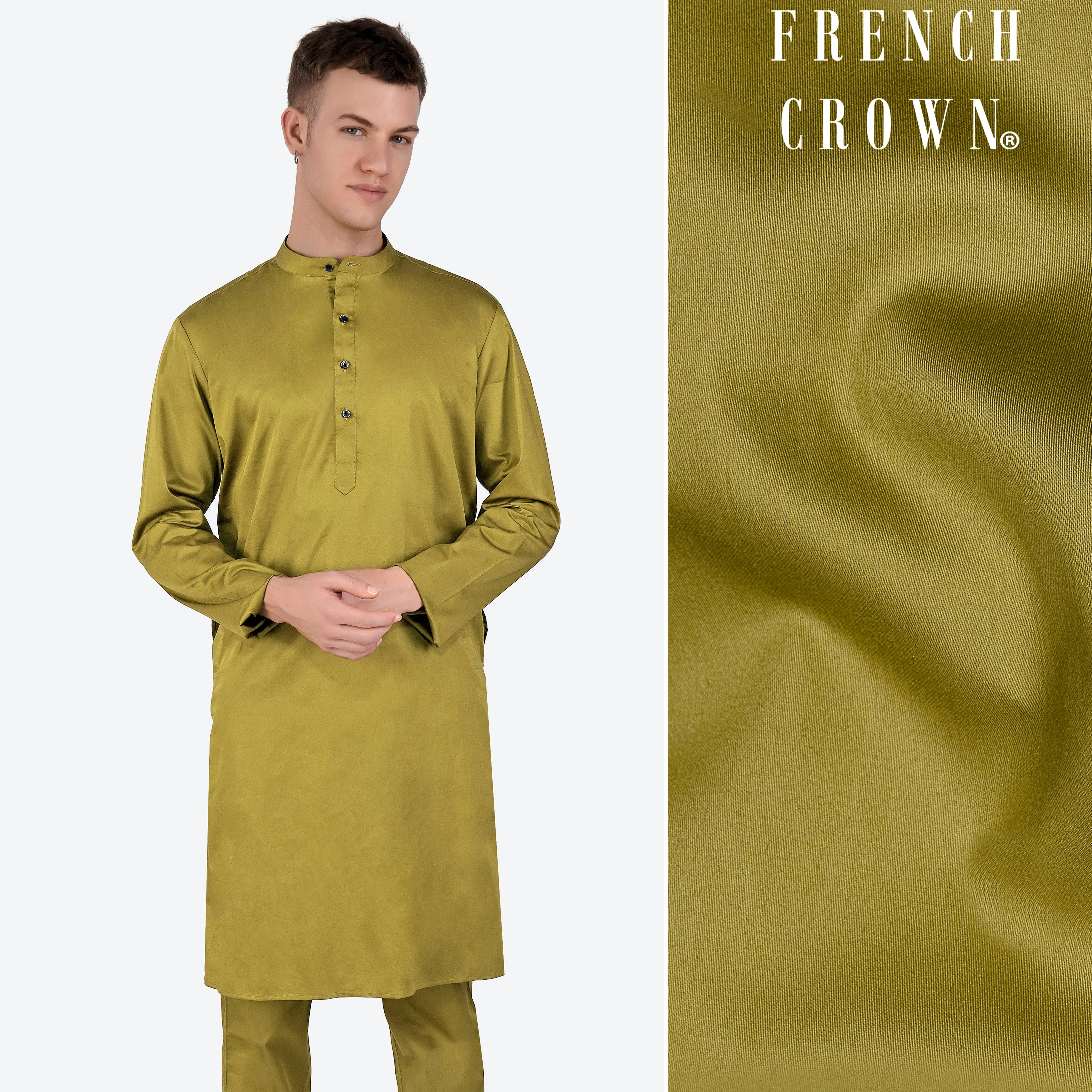 Alpine Green Subtle Sheen Super Soft Premium Cotton Kurta sold by French Crown