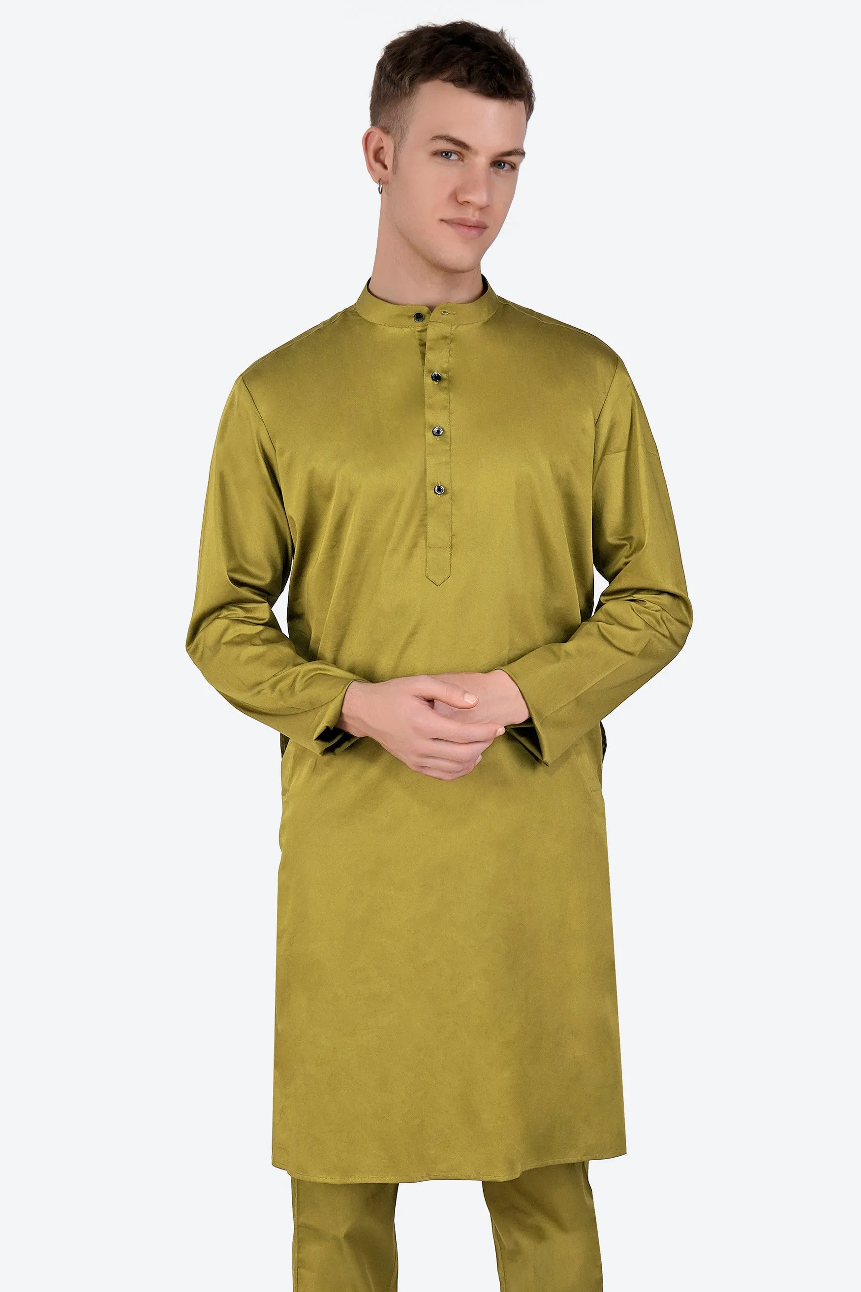 Alpine Green Subtle Sheen Super Soft Premium Cotton Kurta sold by French Crown product image thumbnail 2