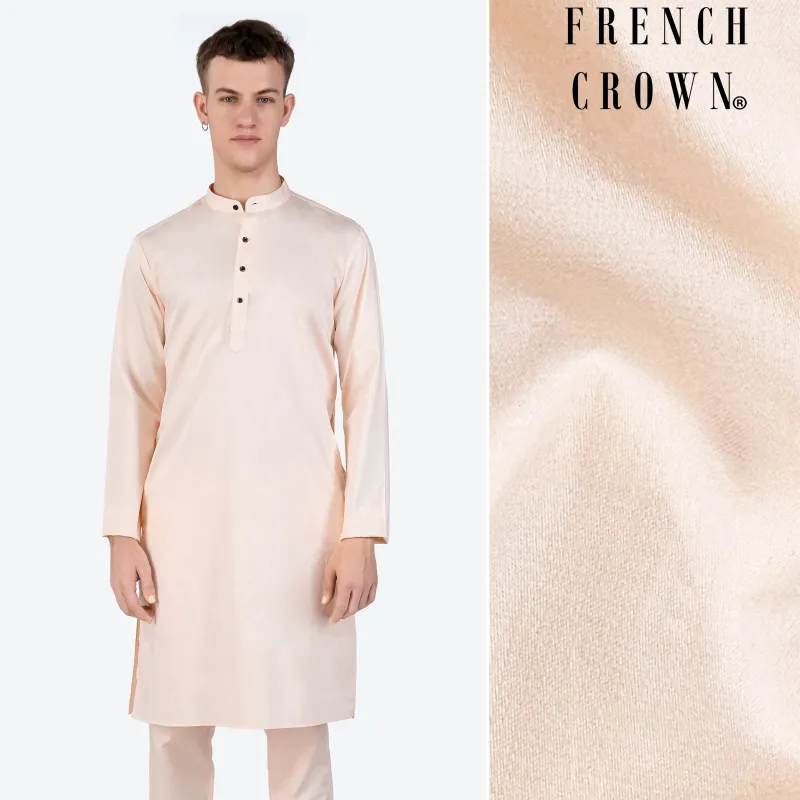 Gainsboro Peach Subtle Sheen Super Soft Premium Cotton Kurta sold by French Crown