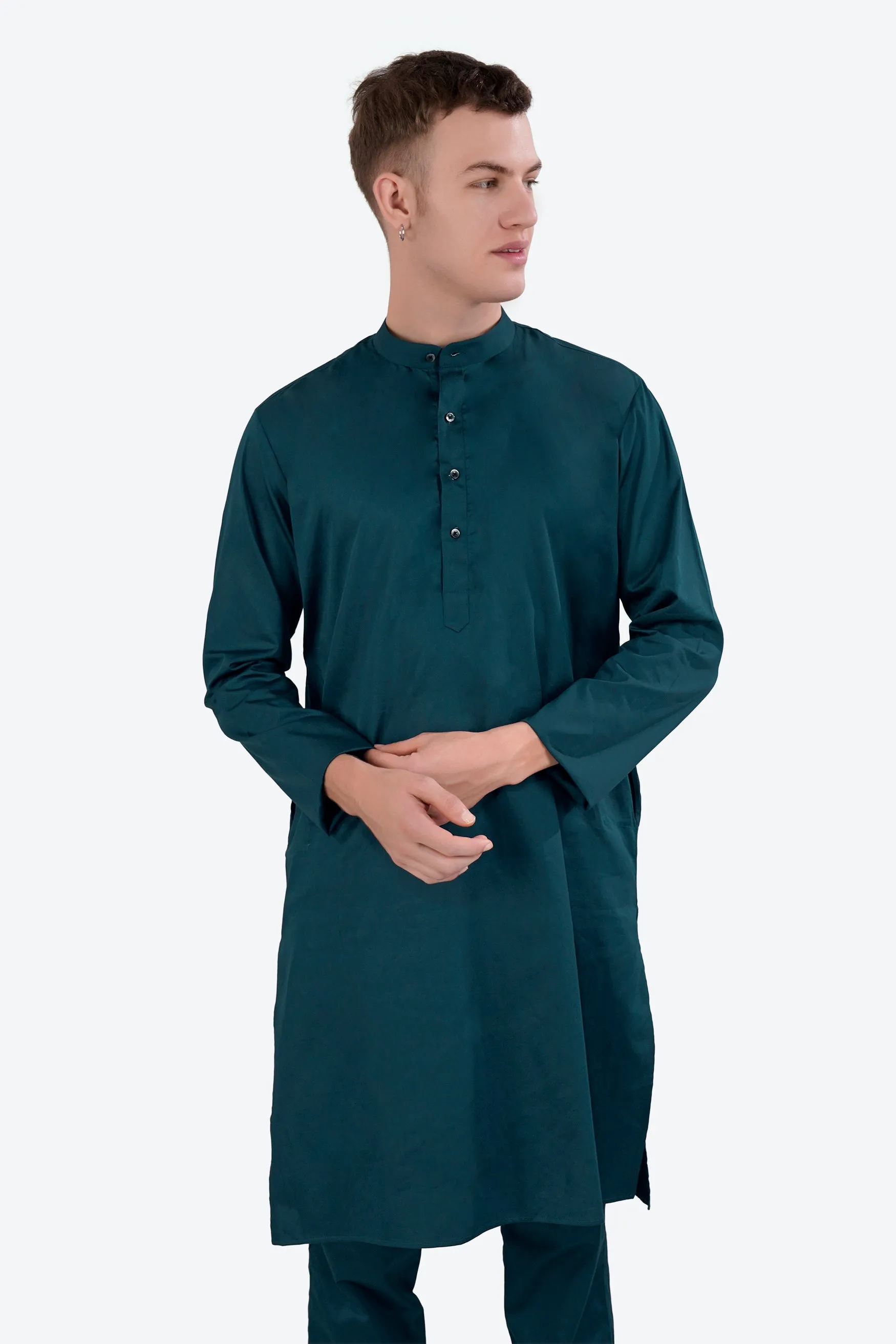 Nile Blue Subtle Sheen Super Soft Premium Cotton Kurta sold by French Crown product image thumbnail 5