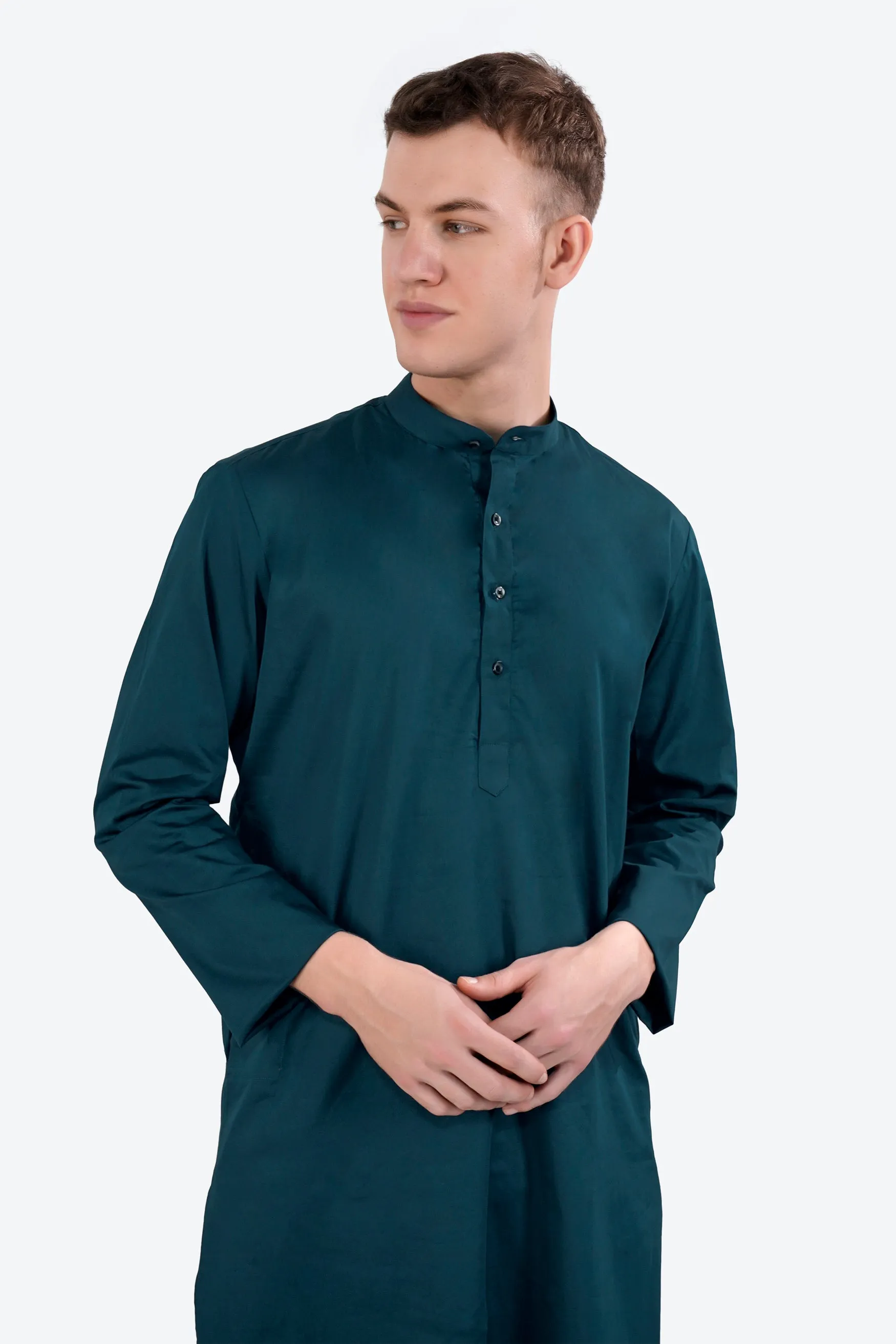 Nile Blue Subtle Sheen Super Soft Premium Cotton Kurta sold by French Crown product image thumbnail 4