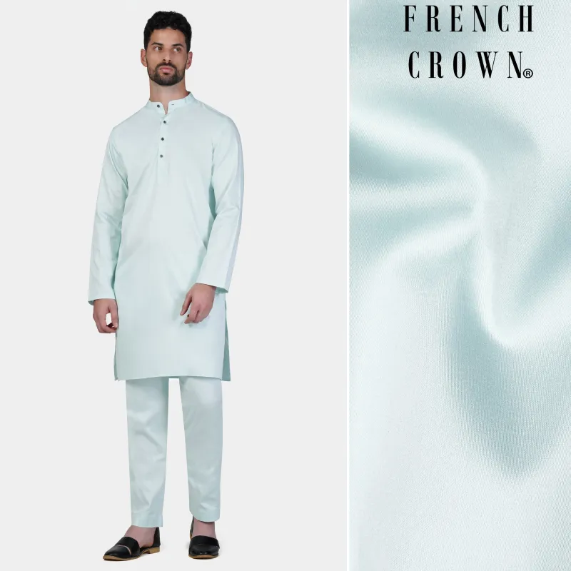 Timberwolf Blue Subtle Sheen Super Soft Premium Cotton Kurta Set sold by French Crown
