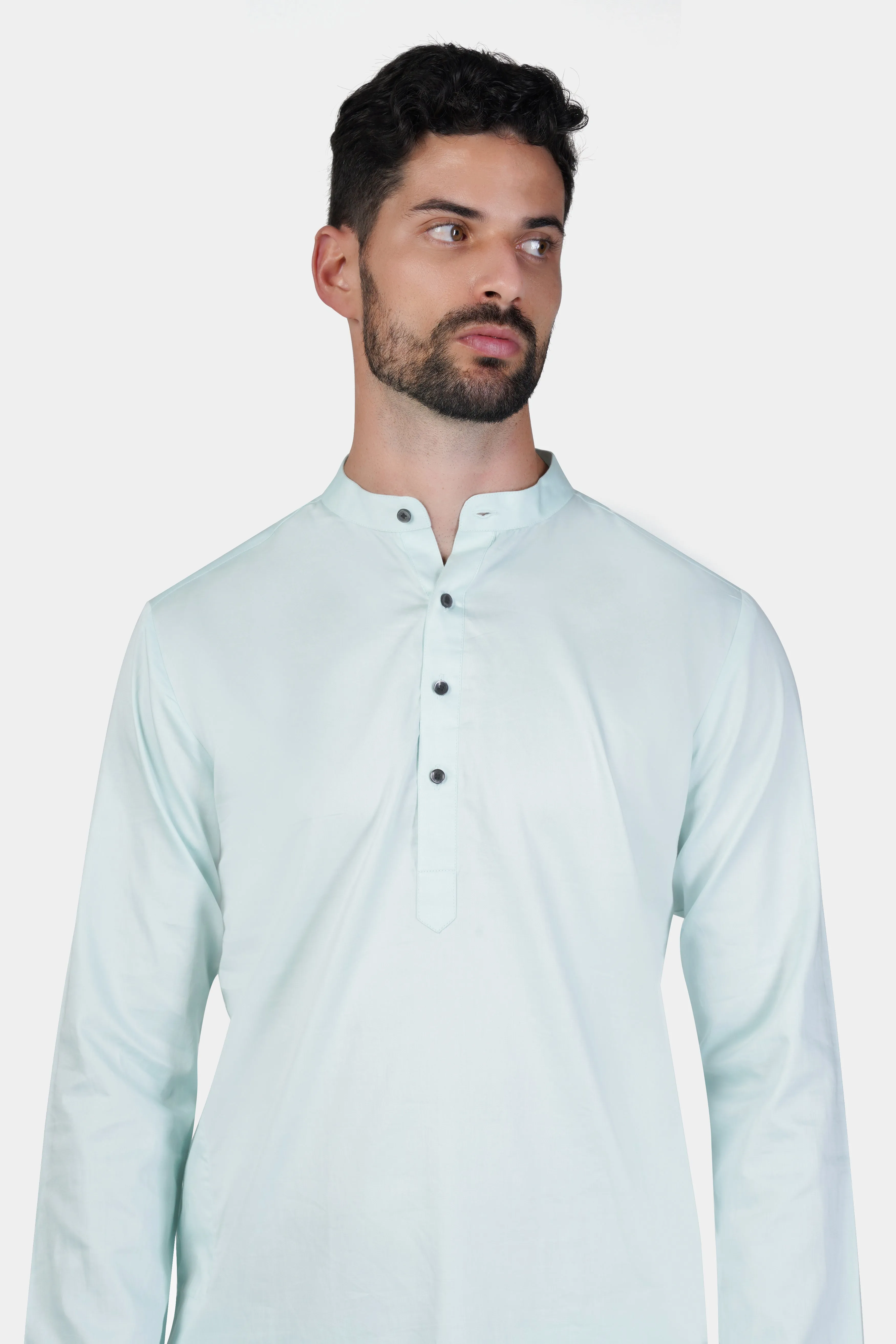 Timberwolf Blue Subtle Sheen Super Soft Premium Cotton Kurta Set sold by French Crown product image thumbnail 4