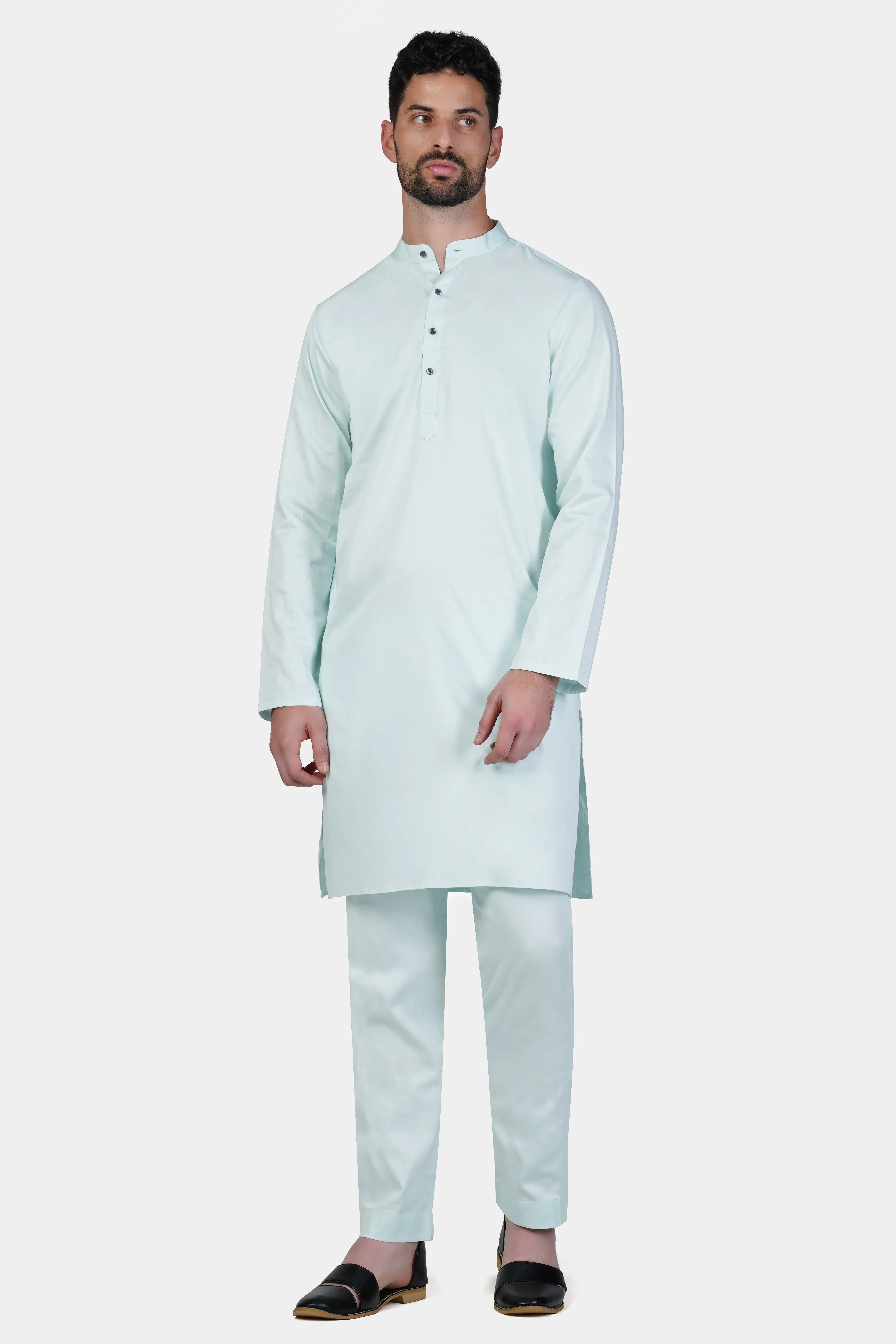 Timberwolf Blue Subtle Sheen Super Soft Premium Cotton Kurta Set sold by French Crown product image thumbnail 2