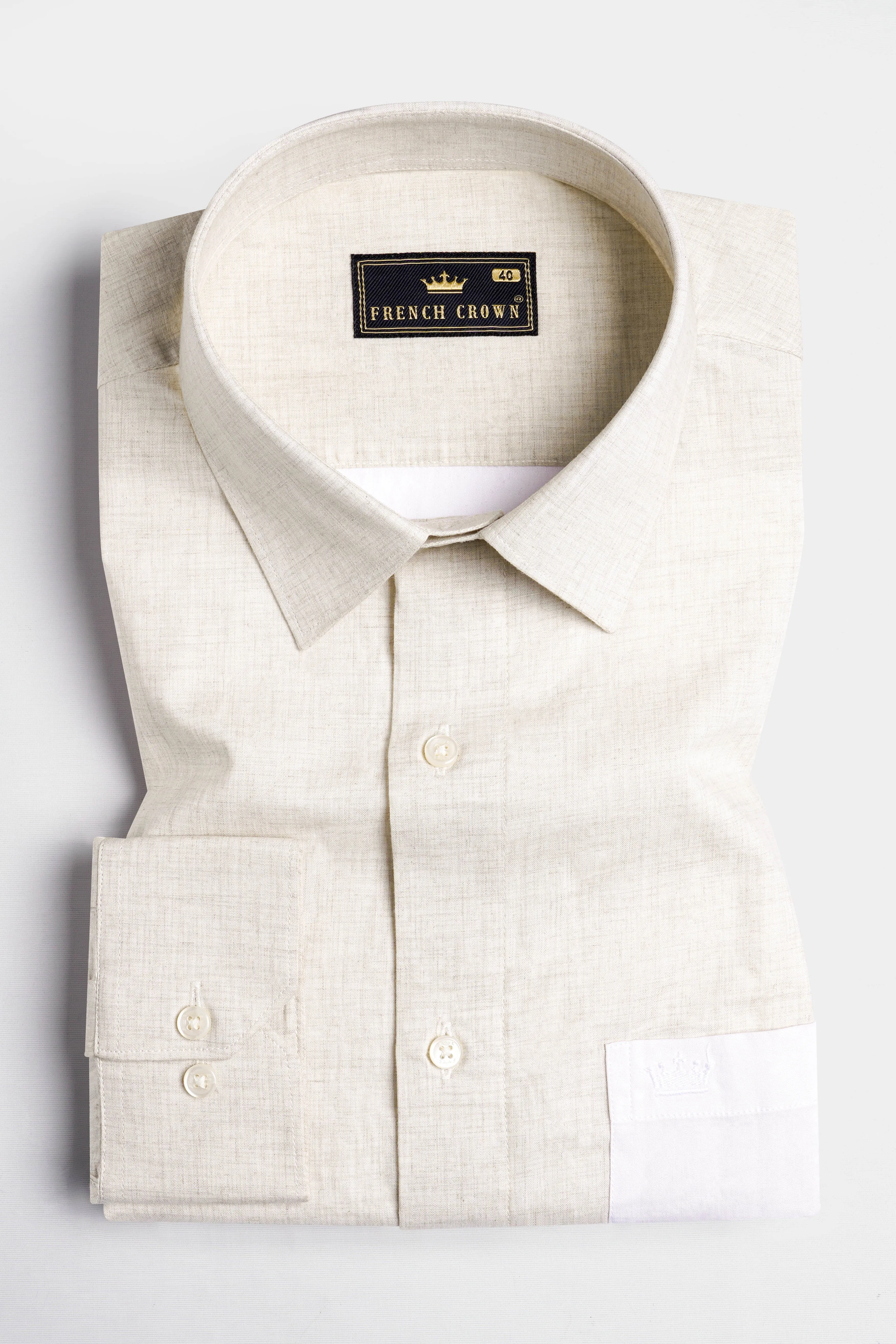 Platinum Cream Patchwork Premium Cotton Designer Shirt sold by French Crown product image thumbnail 5