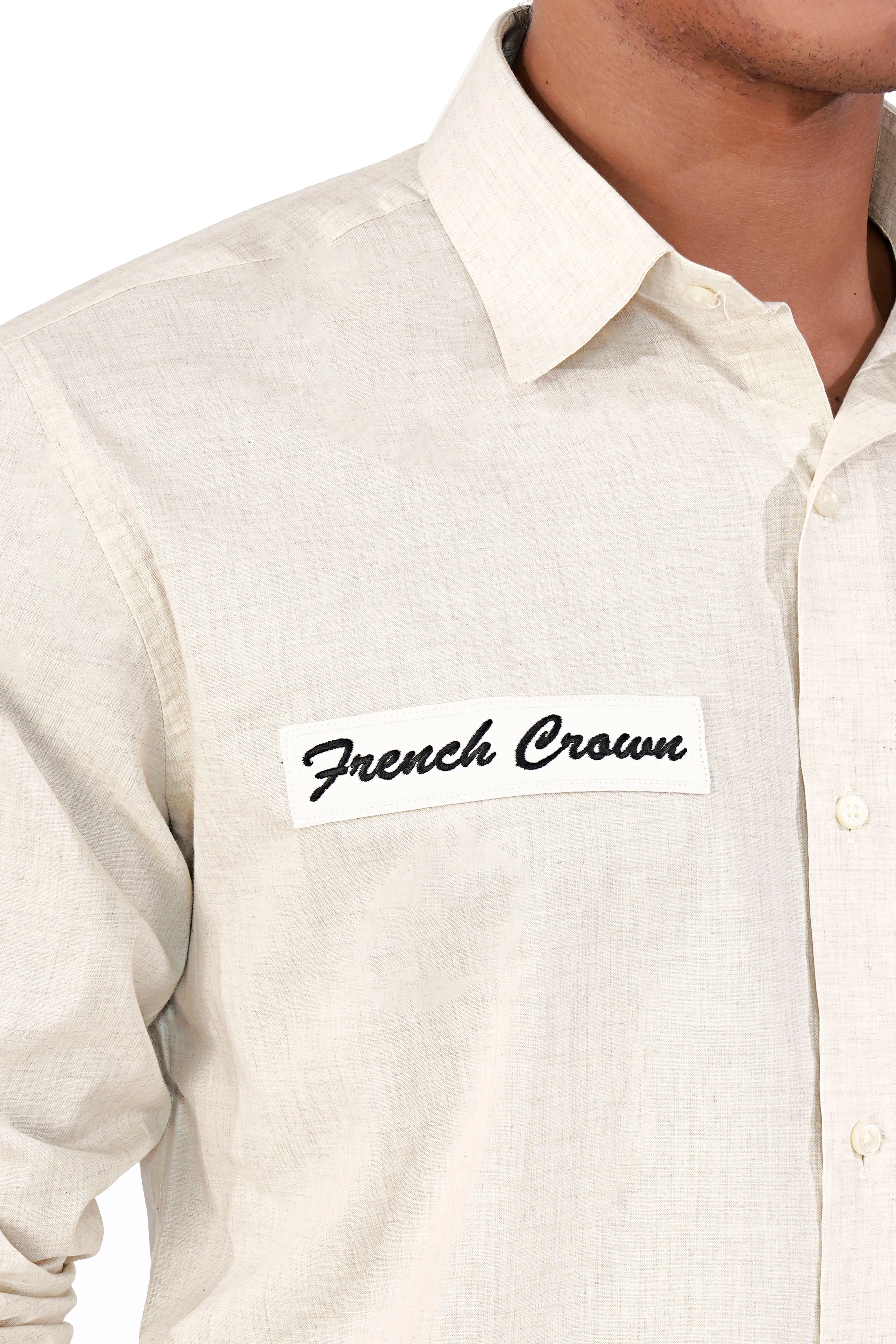 Platinum Cream Patchwork Premium Cotton Designer Shirt sold by French Crown product image thumbnail 2