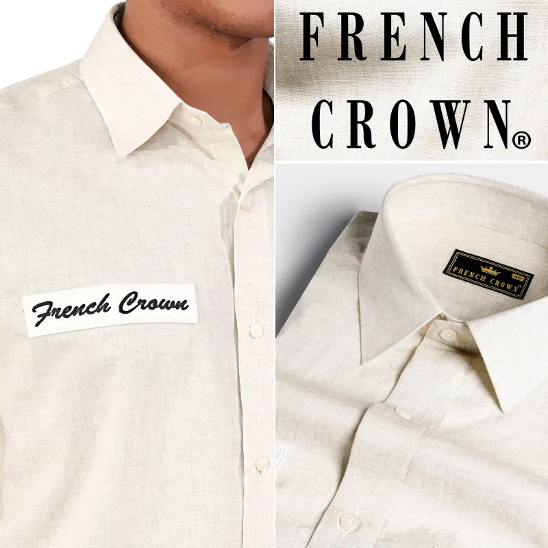 Platinum Cream Patchwork Premium Cotton Designer Shirt made by French Crown