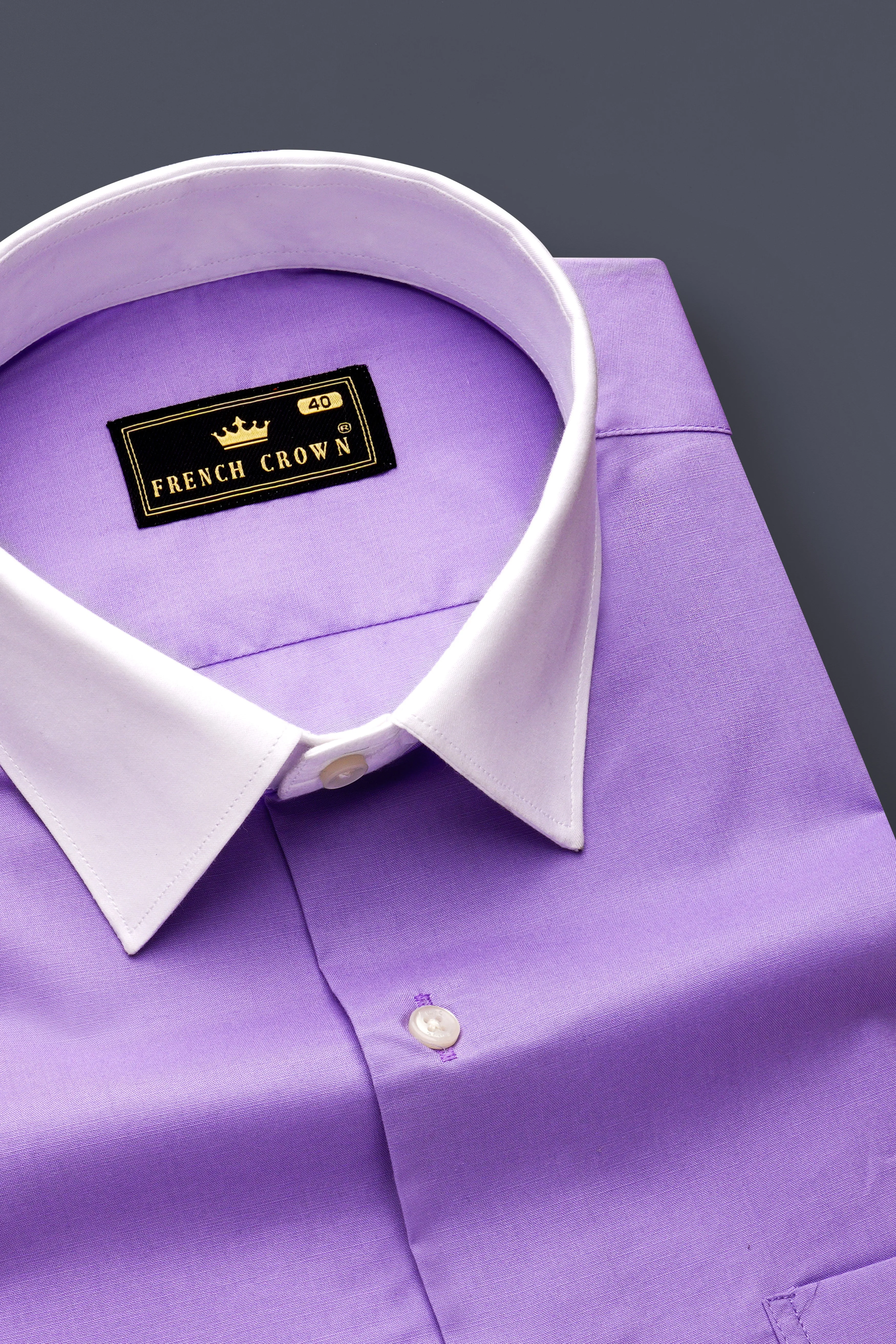 Amethyst-Rich Lilac Purple Solid Subtle Sheen Super Soft Premium Cotton Dress Shirt sold by French Crown product image thumbnail 4