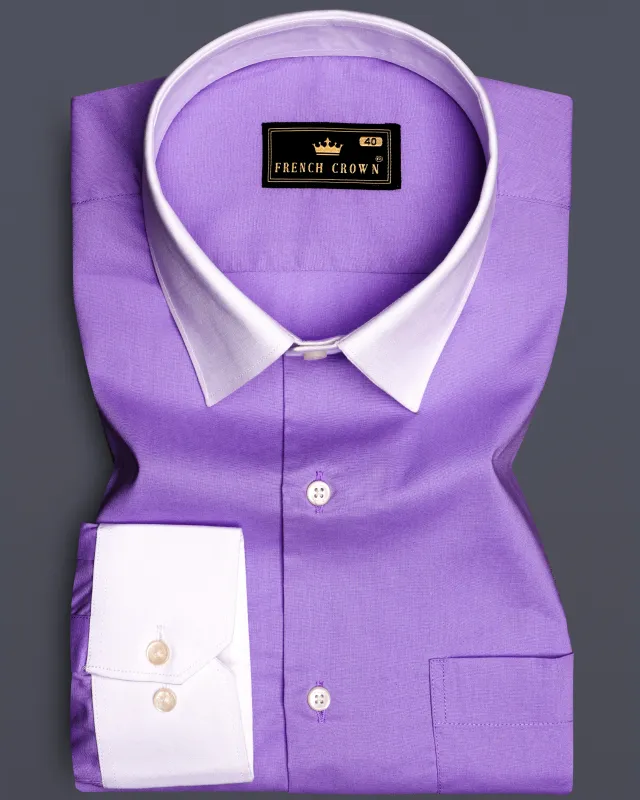 Amethyst-Rich Lilac Purple Solid Subtle Sheen Super Soft Premium Cotton Dress Shirt sold by French Crown