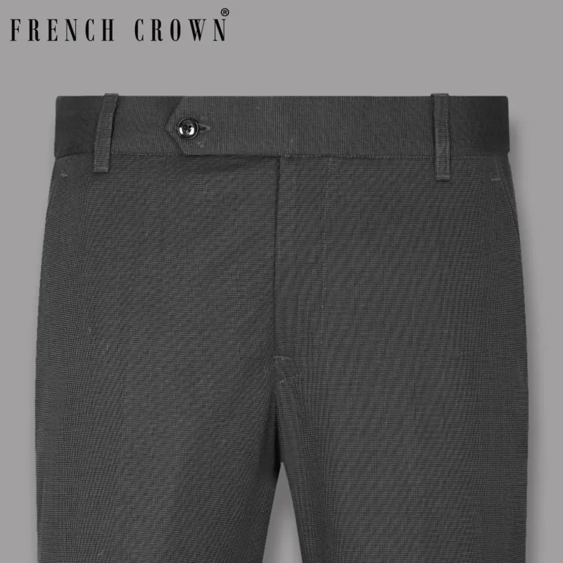 Abbey Gray Micro Textured Wool-Silk blend Pant sold by French Crown