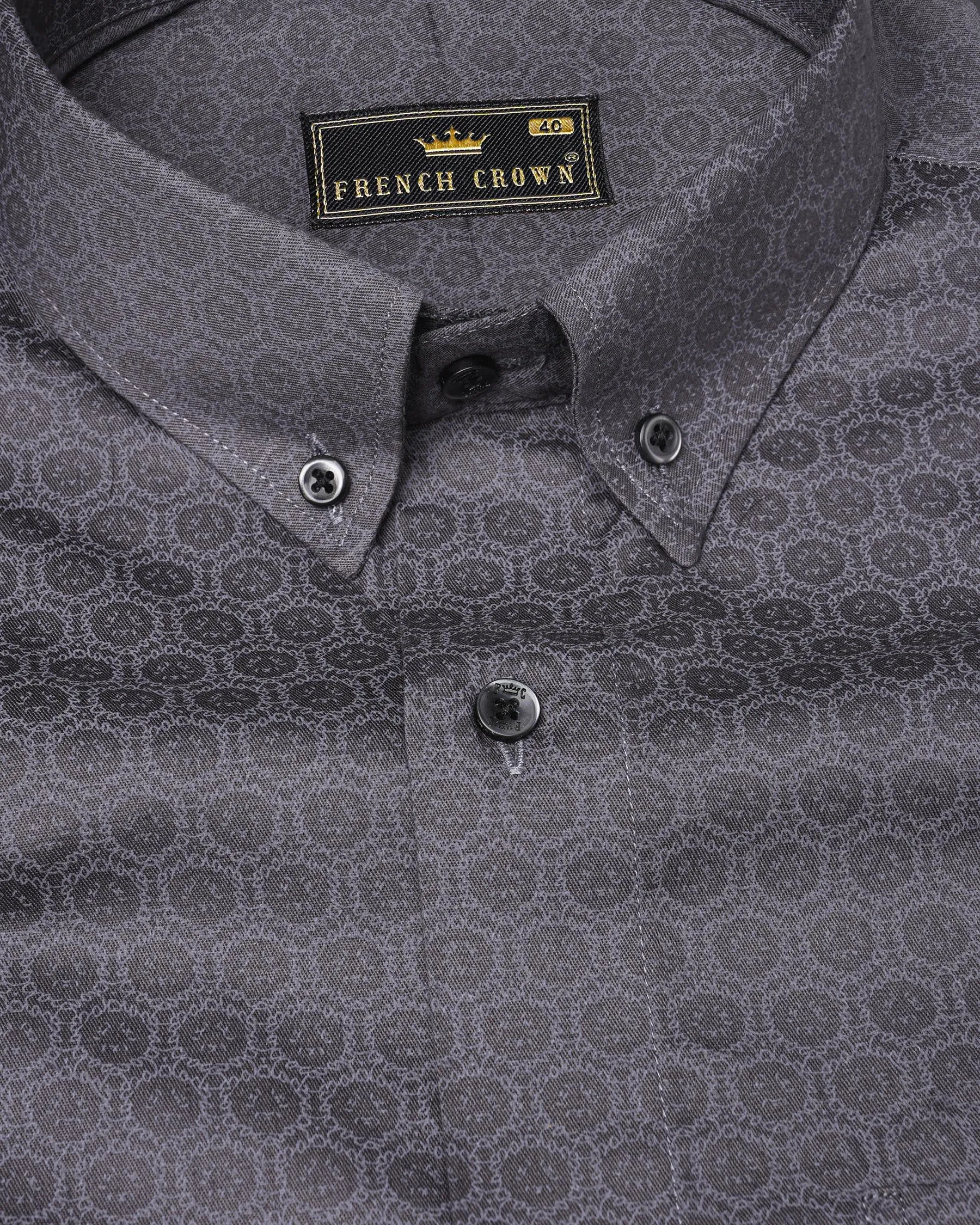 Wenge and Venus Grey Printed Super Soft Premium Cotton Shirt sold by French Crown