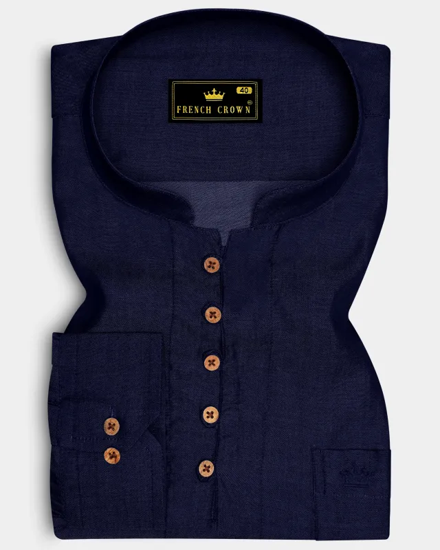 Velnero-Midnight Blue Denim Super Soft Premium Cotton Casual Shirt sold by French Crown