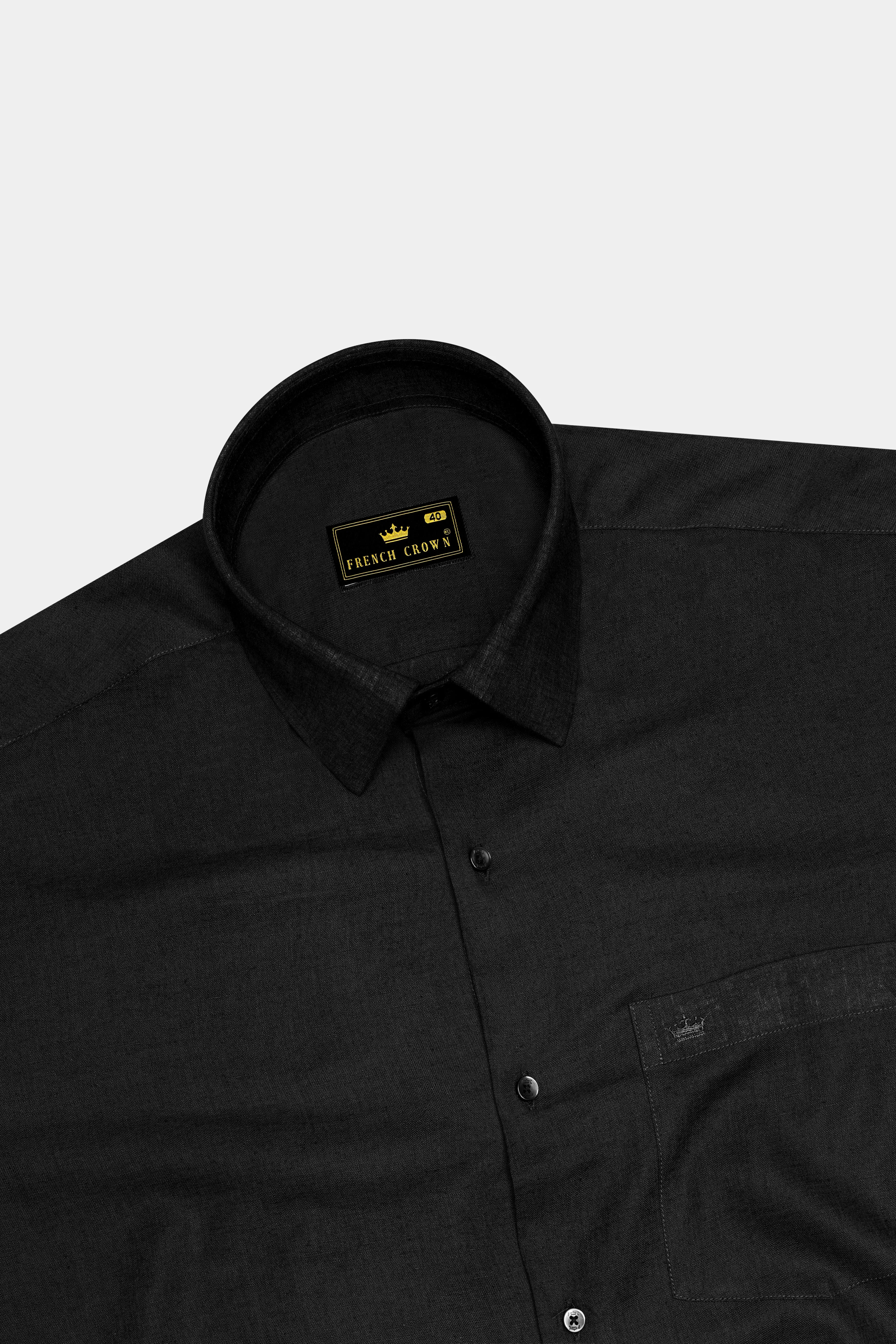 Velcino-Charcoal Gray Luxurious Linen Dress Shirt sold by French Crown product image thumbnail 5