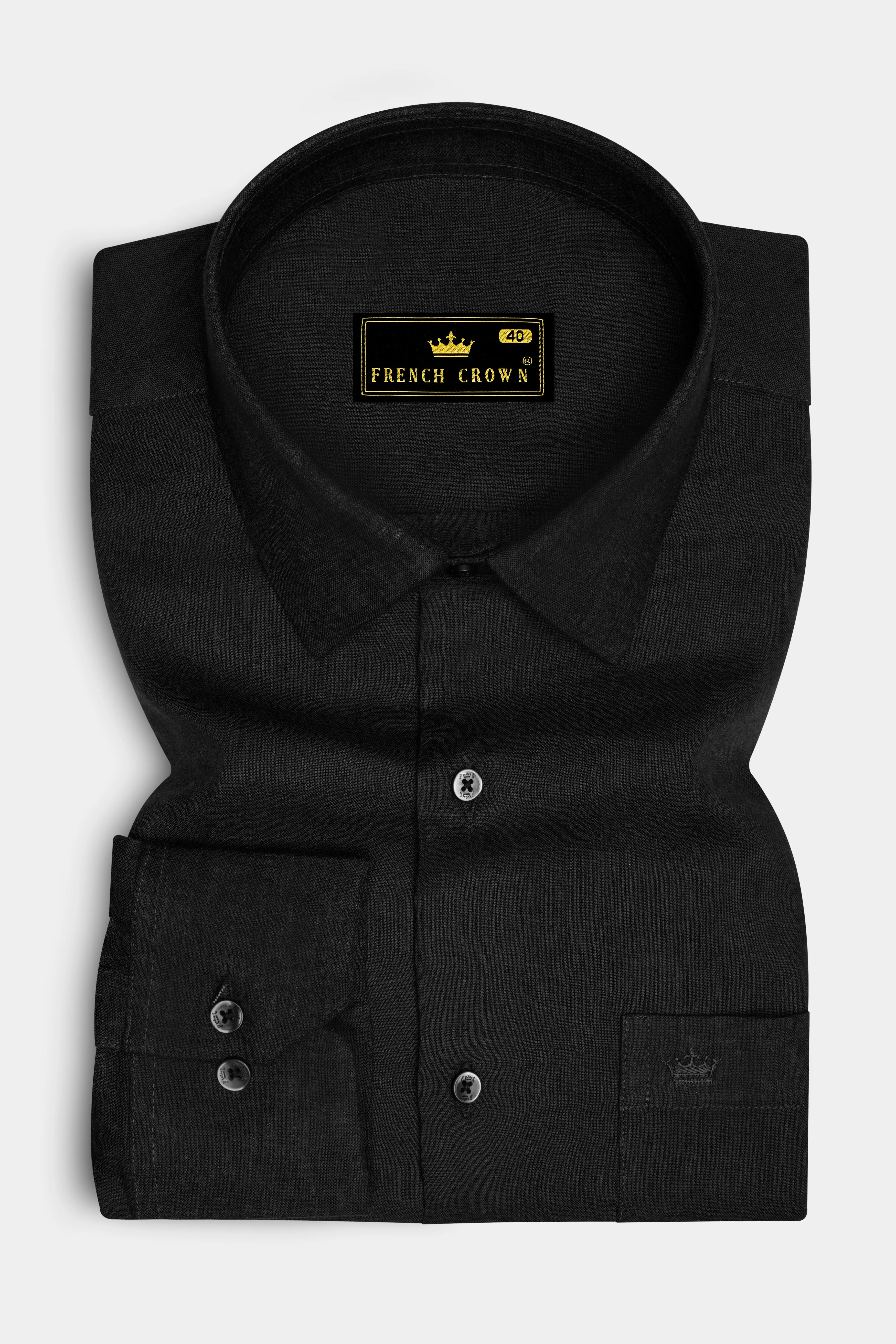 Velcino-Charcoal Gray Luxurious Linen Dress Shirt sold by French Crown product image thumbnail 4