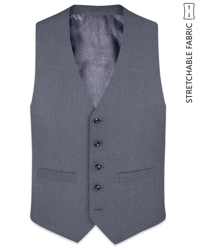 Cineris-Shuttle Gray Luxurious Linen Stretchable Waistcoat sold by French Crown