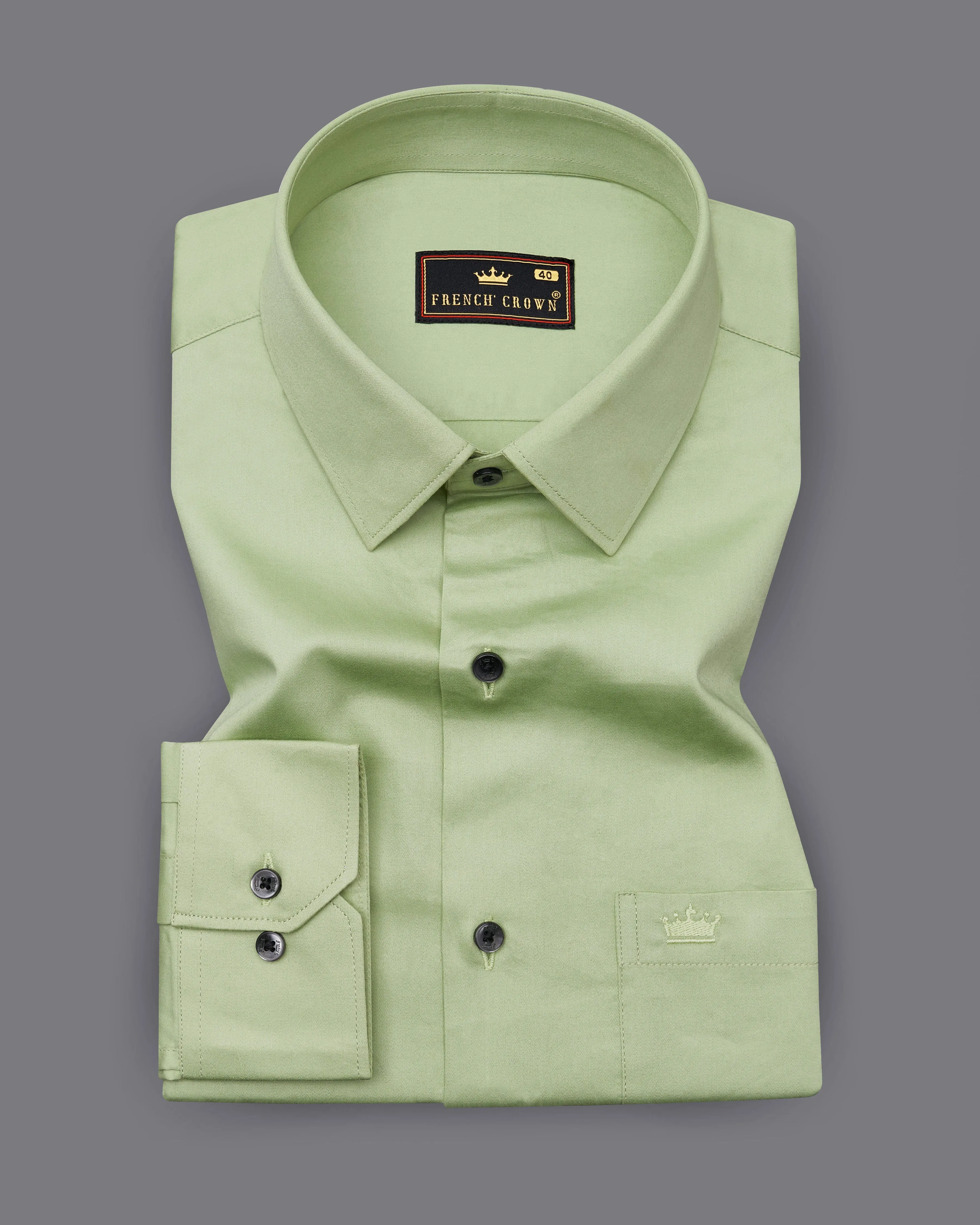 Swamp Green Subtle Sheen Super Soft Premium Cotton Shirt sold by French Crown product image thumbnail 3