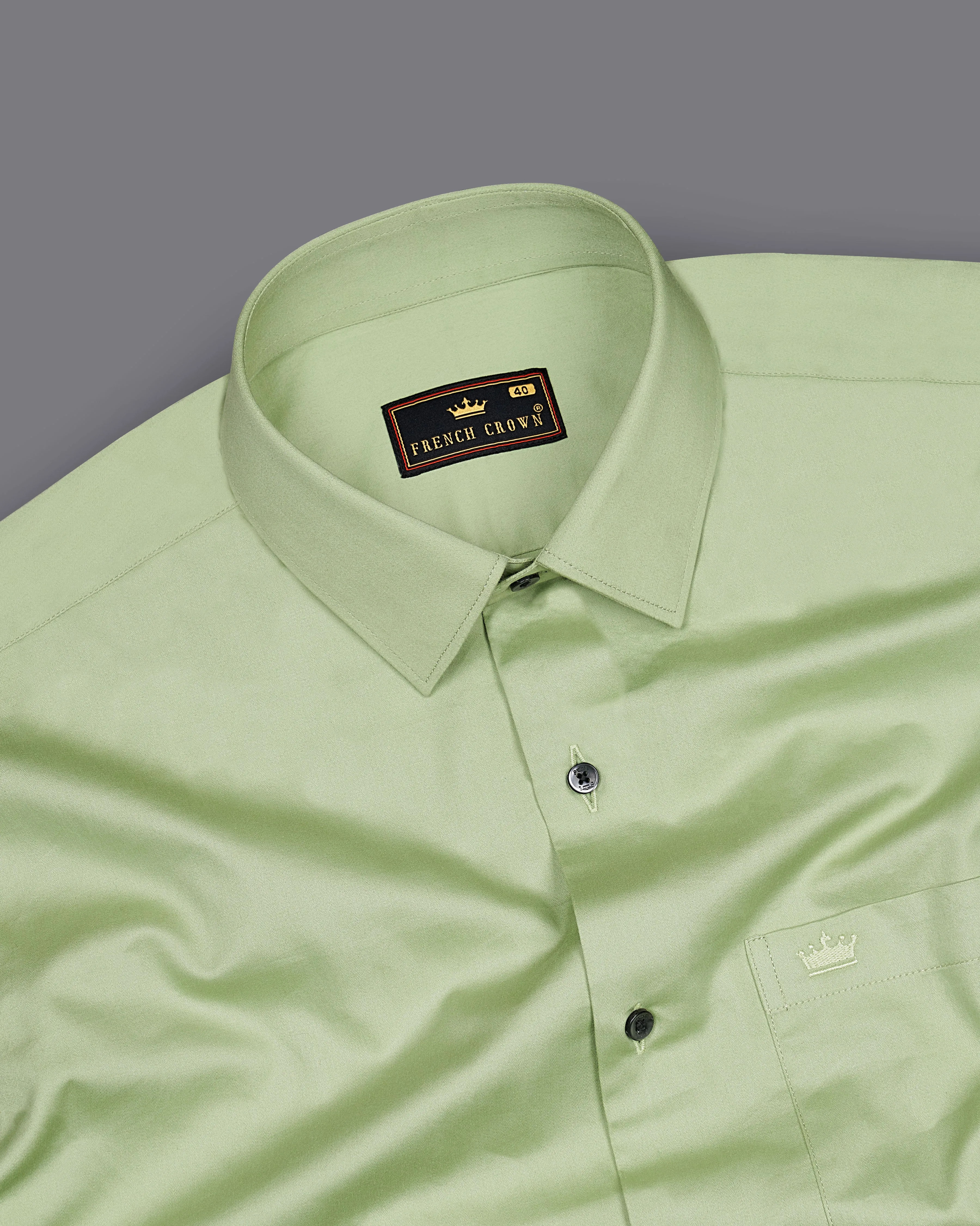 Swamp Green Subtle Sheen Super Soft Premium Cotton Shirt sold by French Crown product image thumbnail 4