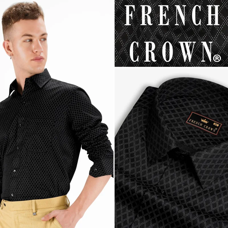 Jade Black Twill Premium Cotton Shirt sold by French Crown