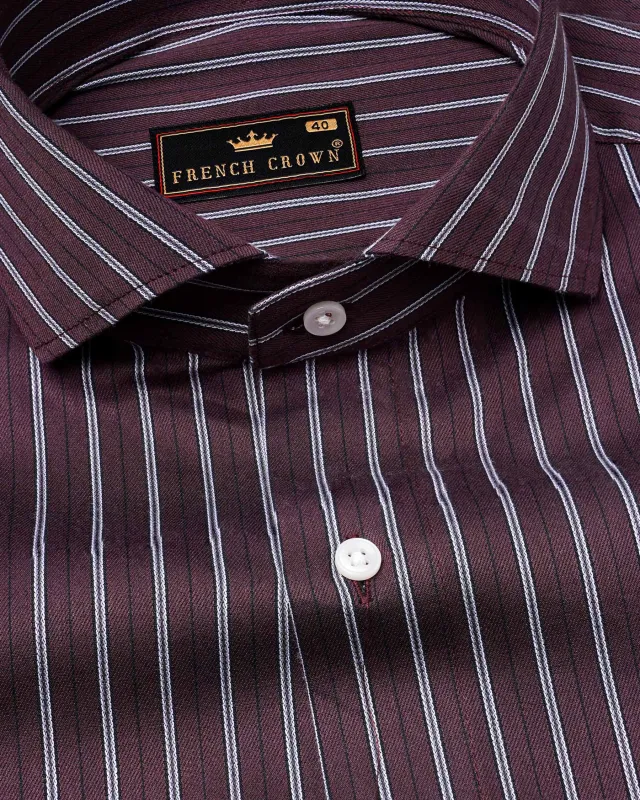 Dune Wine with Black Striped Dobby Textured Premium Giza Cotton Shirt sold by French Crown
