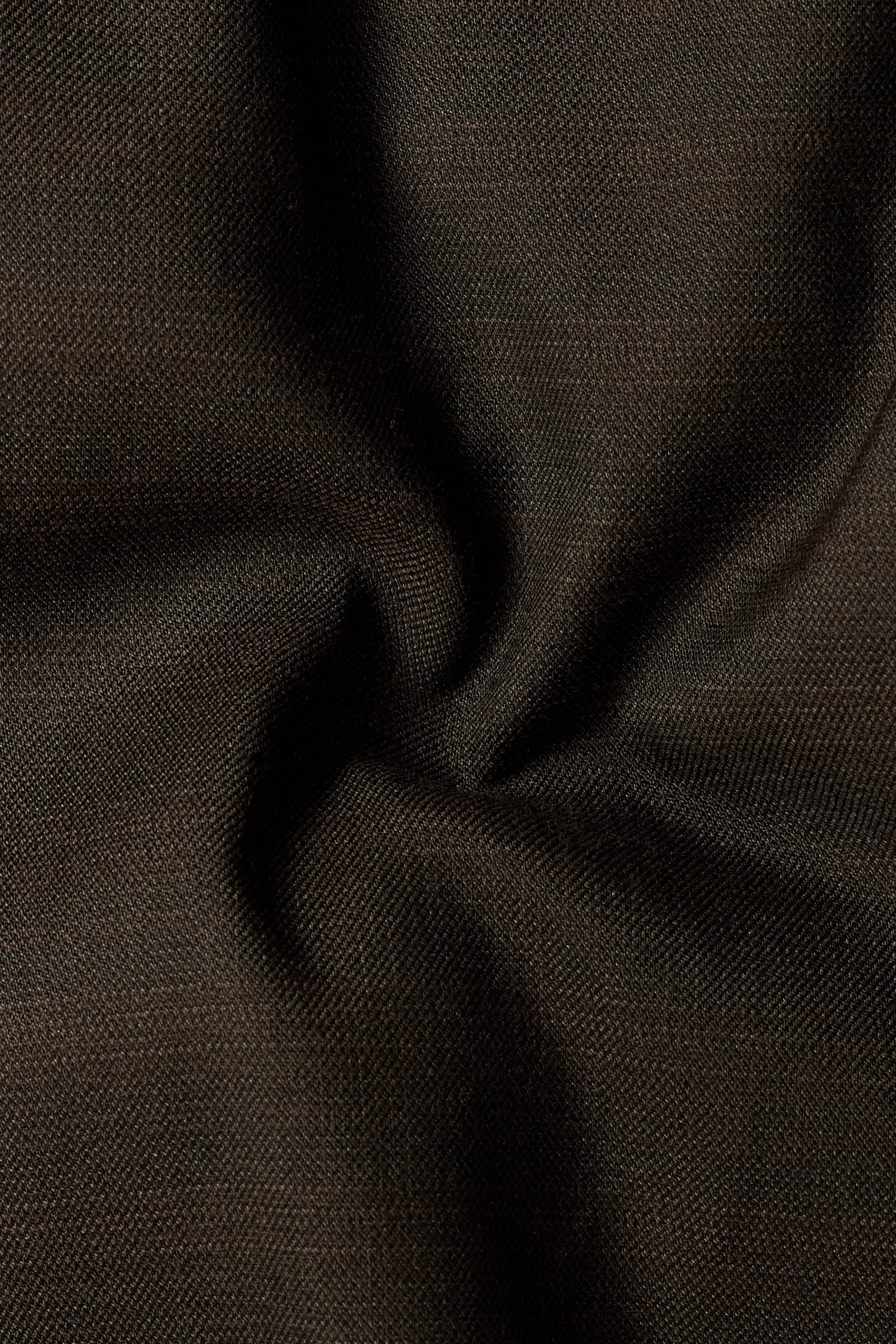 Piano Brown Textured Wool Rich Single Breasted Peak lapel Suit sold by French Crown product image thumbnail 3