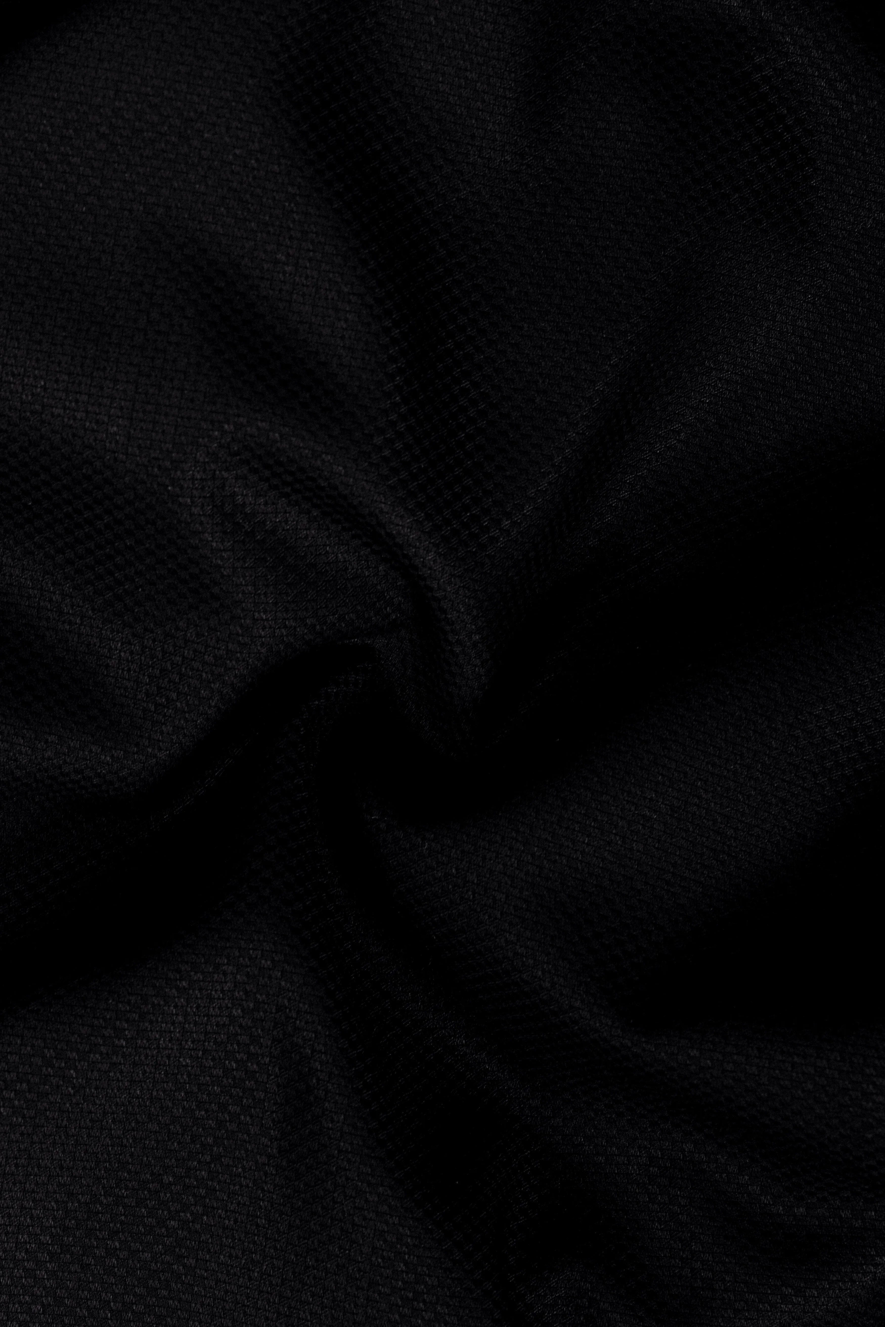 Noir-Jade Black Textured Wool Rich Single Breasted Blazer sold by French Crown product image thumbnail 3