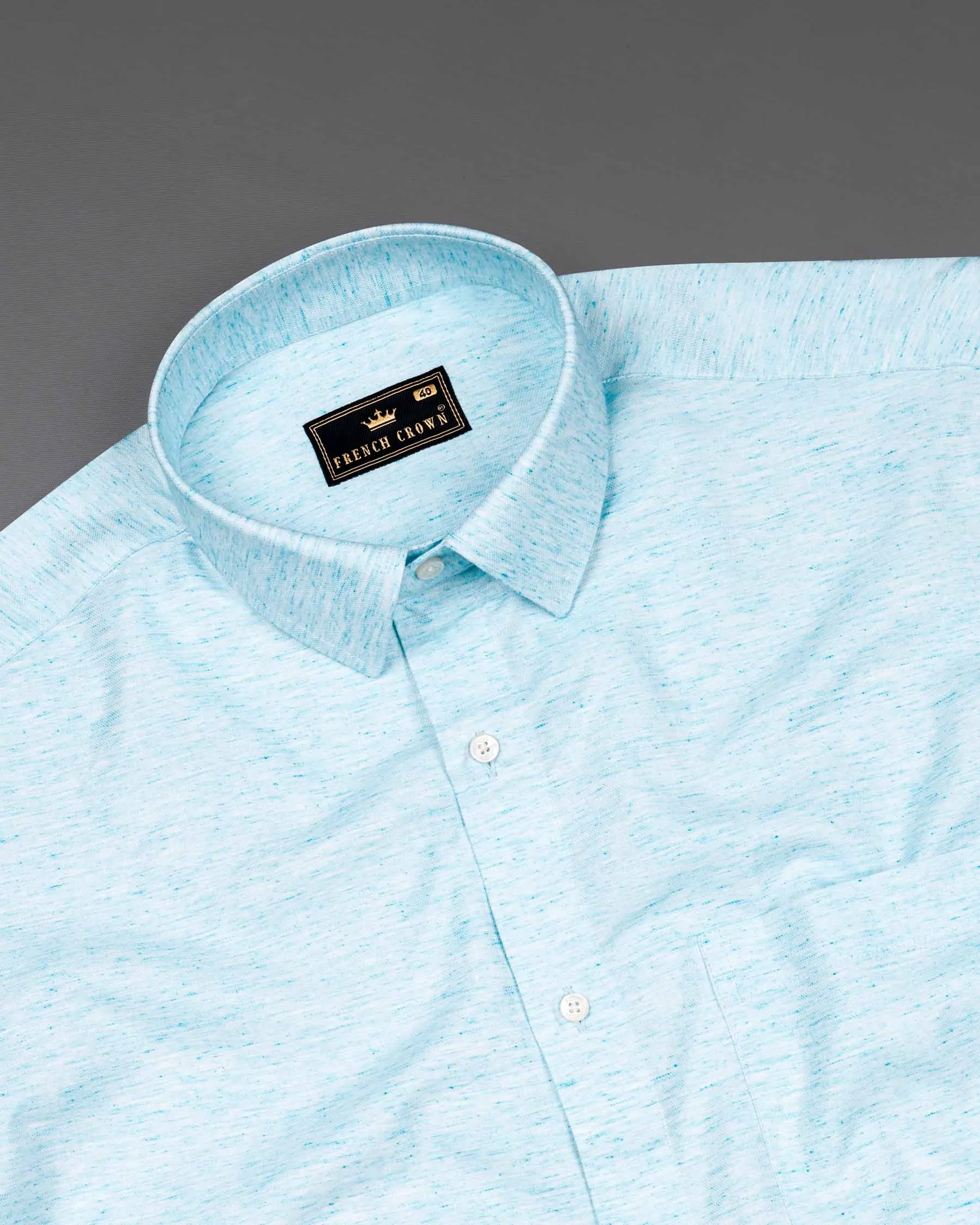 Morning Glory Blue Twill Textured Premium Cotton Shirt sold by French Crown product image thumbnail 4