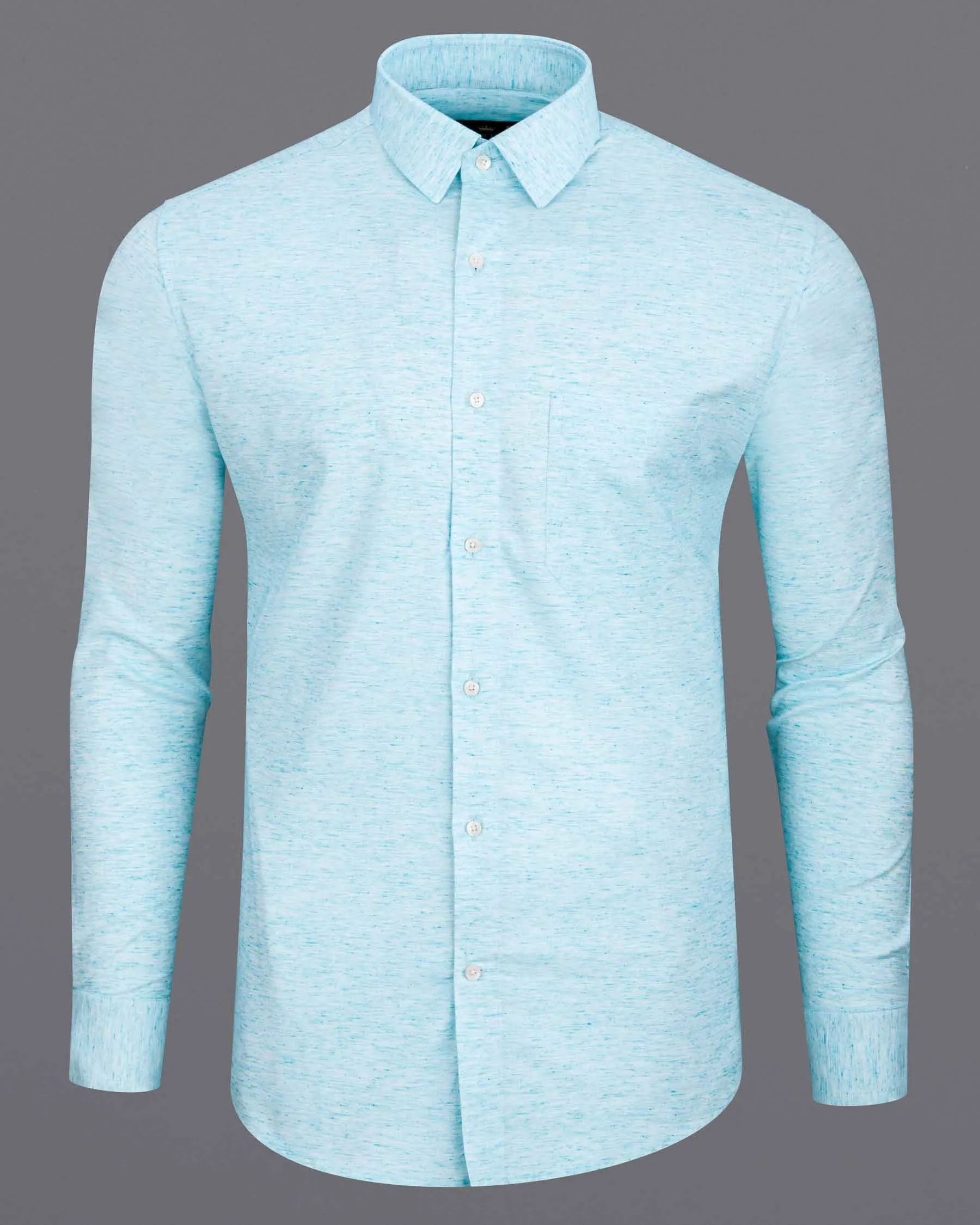 Morning Glory Blue Twill Textured Premium Cotton Shirt sold by French Crown product image thumbnail 5