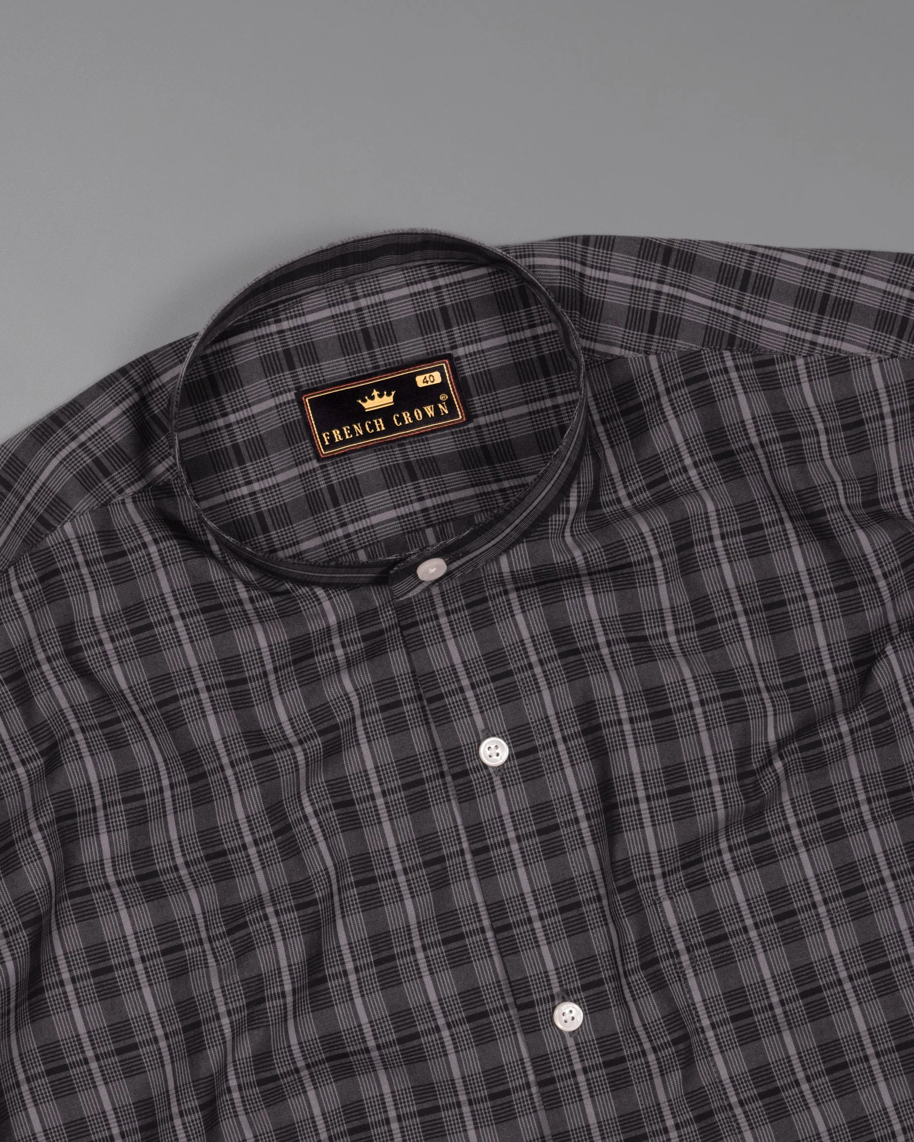 Stack Grey Plaid Premium Giza Cotton Shirt sold by French Crown product image thumbnail 4