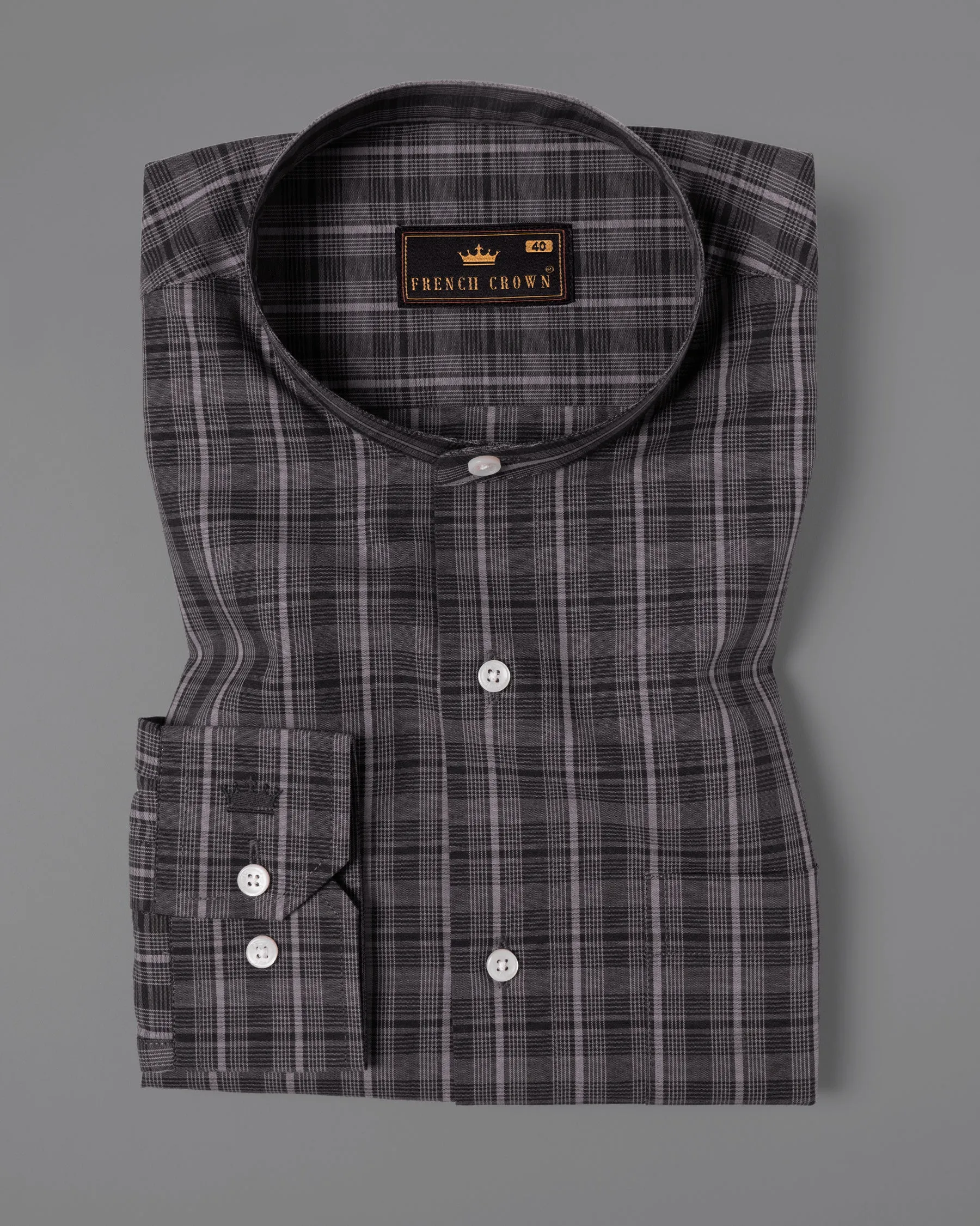 Stack Grey Plaid Premium Giza Cotton Shirt sold by French Crown product image thumbnail 3