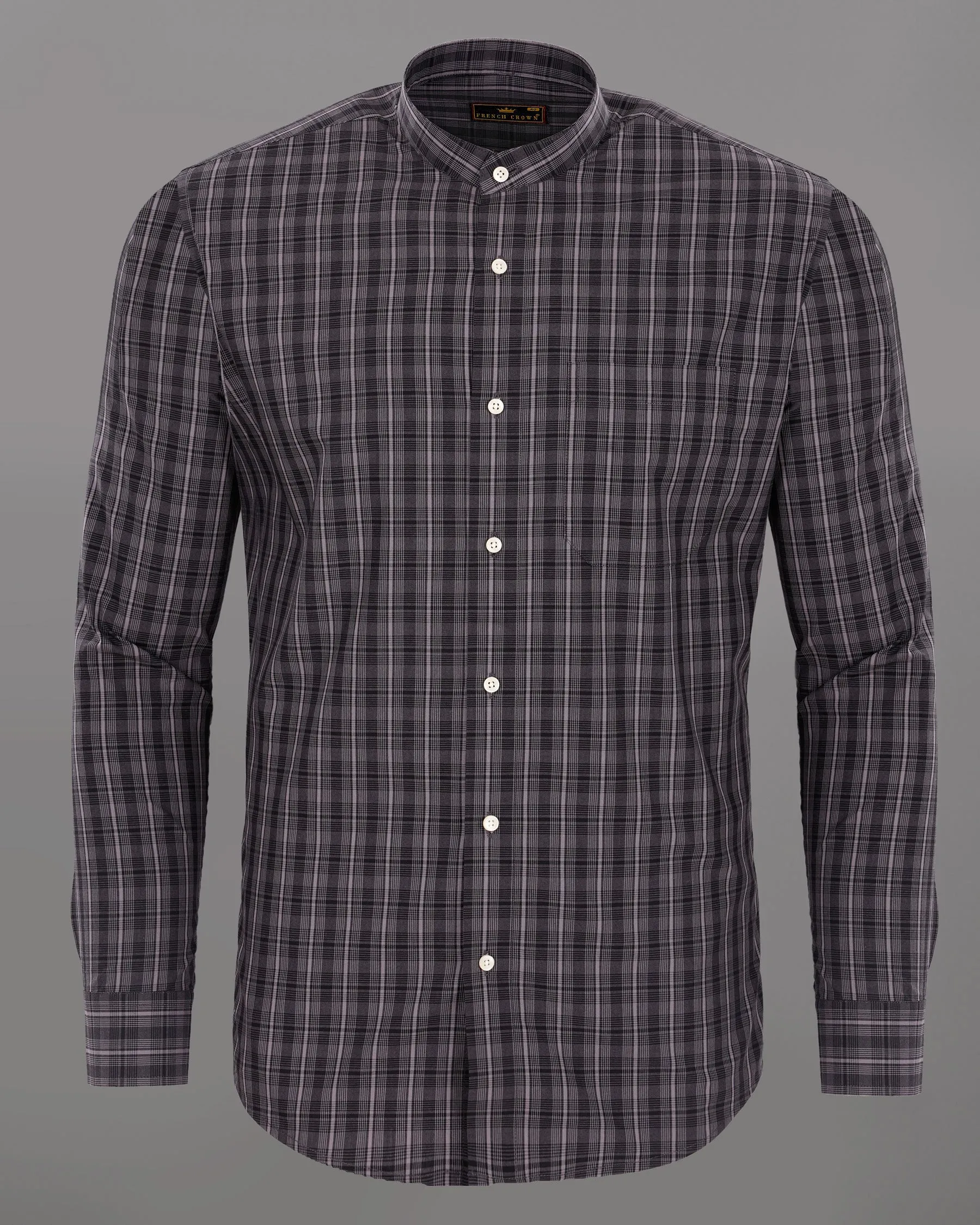 Stack Grey Plaid Premium Giza Cotton Shirt sold by French Crown product image thumbnail 5
