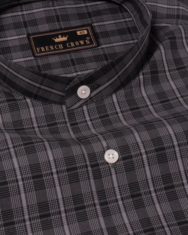 Stack Grey Plaid Premium Giza Cotton Shirt sold by French Crown