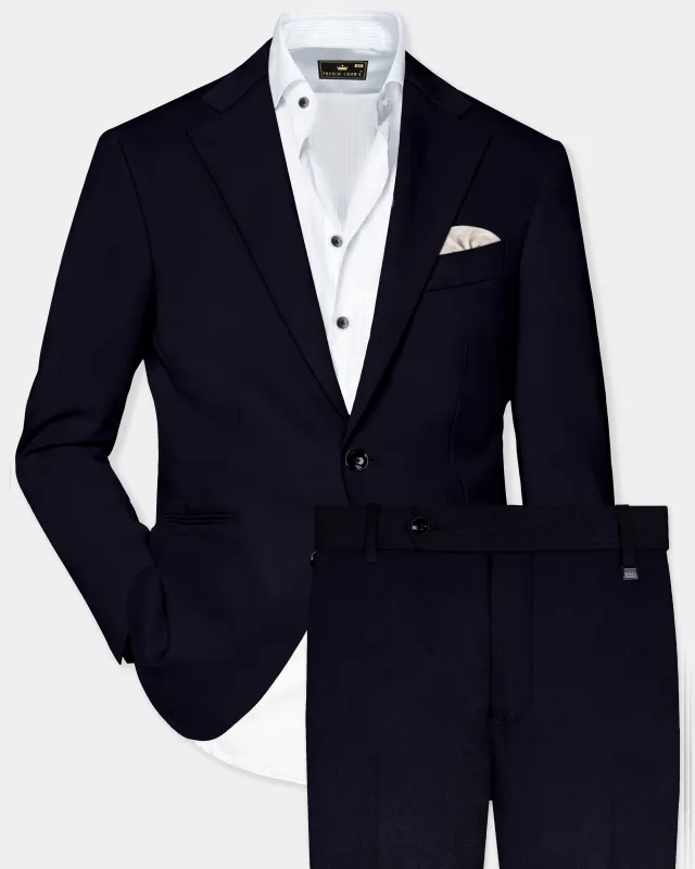 Vulcan Blue Solid Wool Rich Single Breasted Suit sold by French Crown