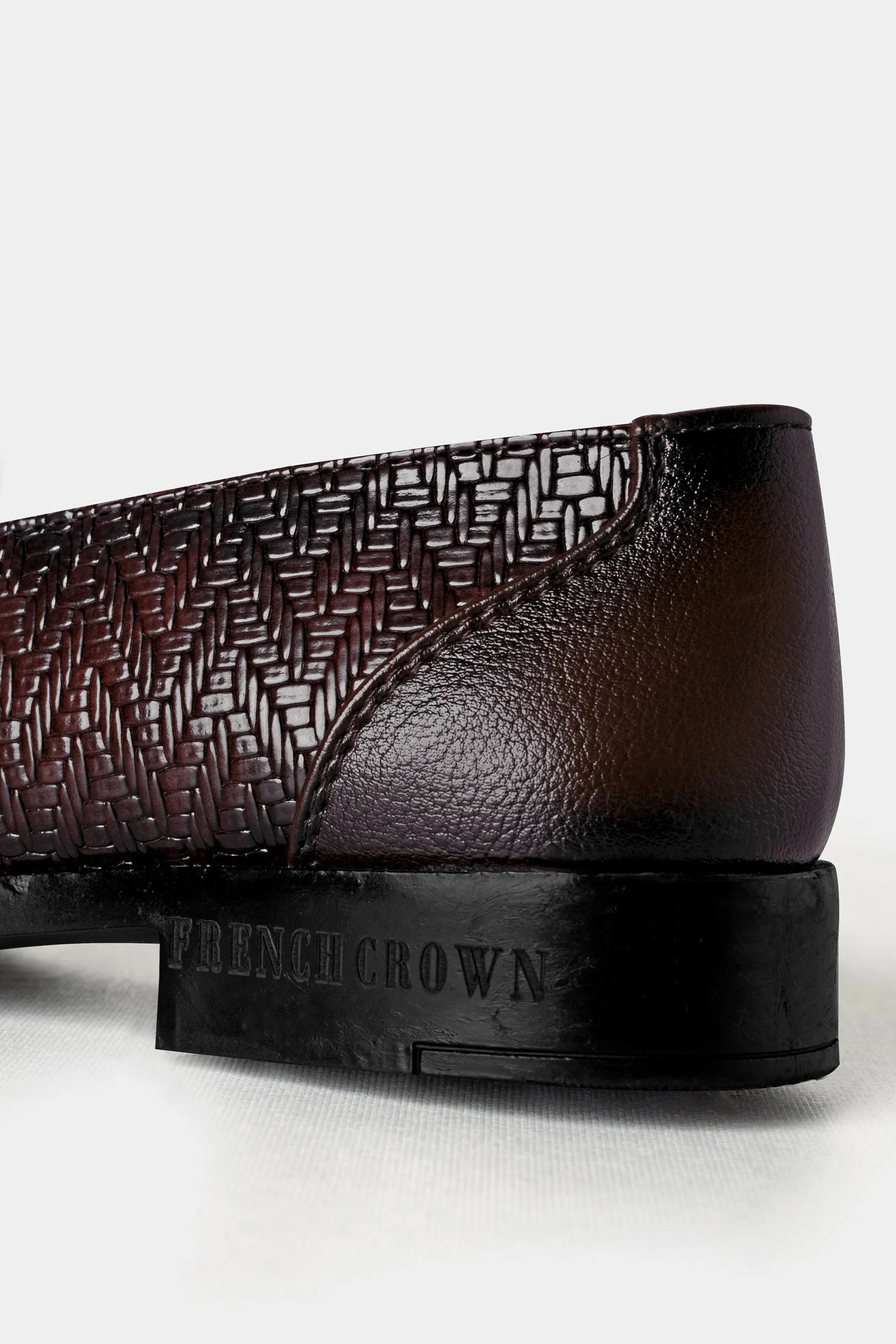Brown Vegan Leather Textured Loafers sold by French Crown product image thumbnail 5