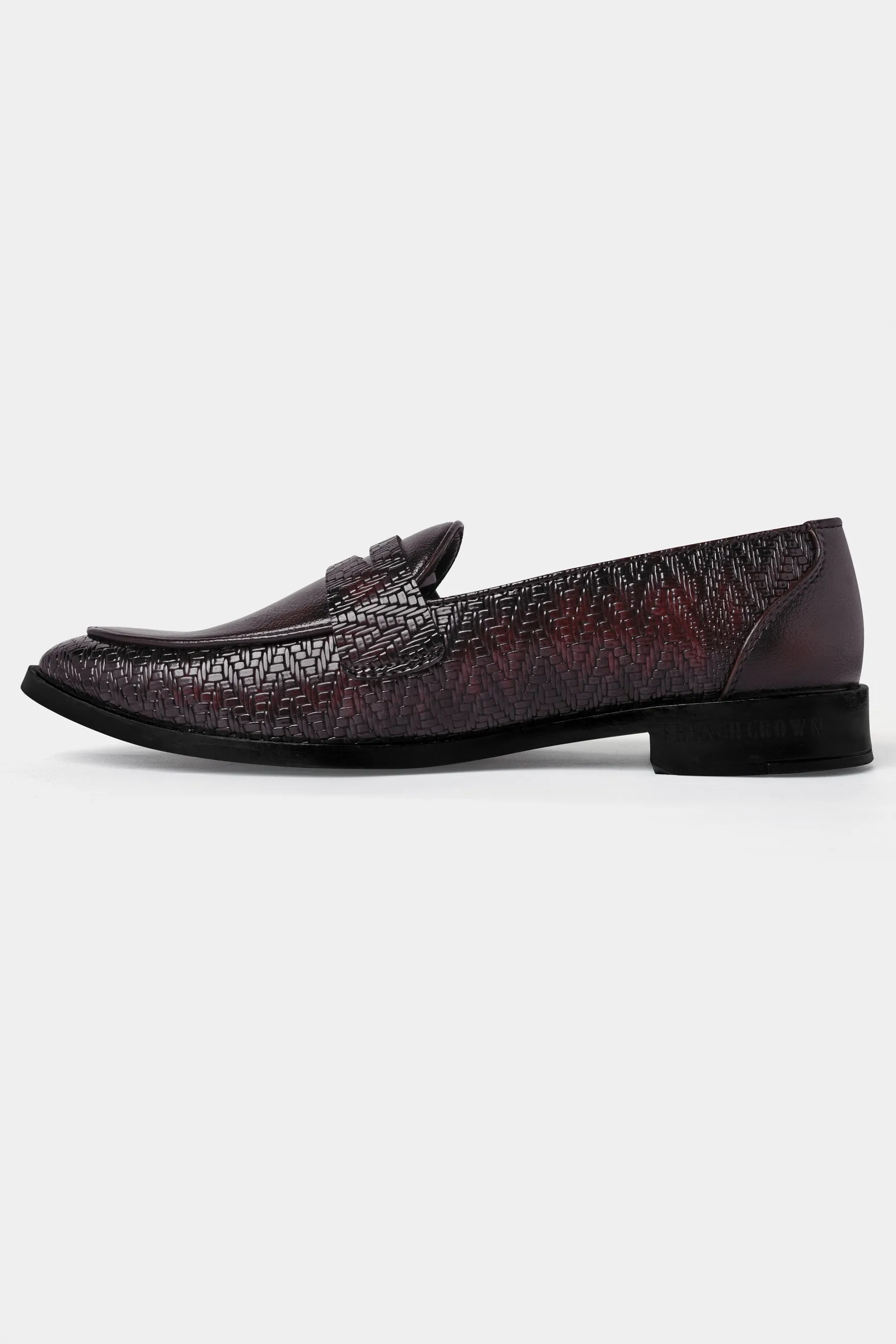 Brown Vegan Leather Textured Loafers sold by French Crown product image thumbnail 3