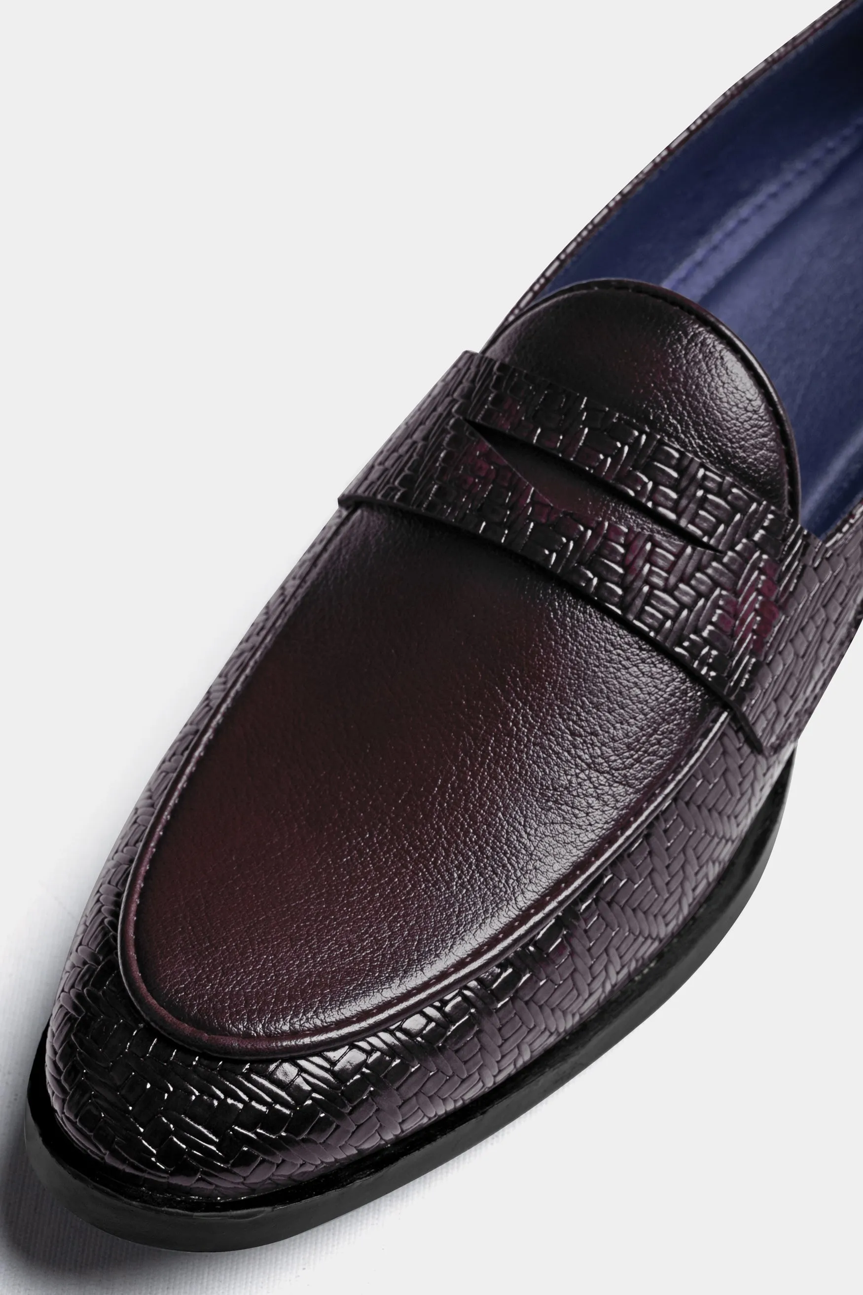 Brown Vegan Leather Textured Loafers sold by French Crown product image thumbnail 4