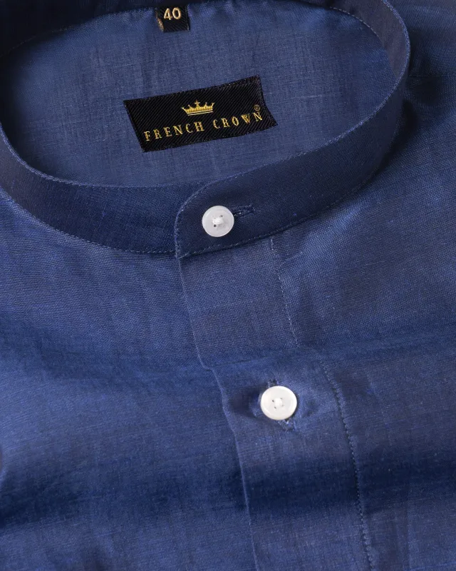 Blue Luxurious Linen Shirt sold by French Crown