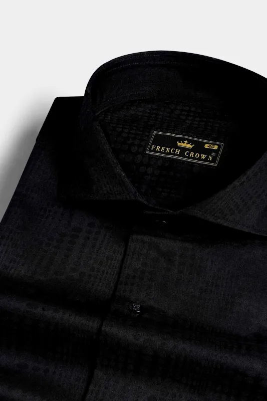 Jade Black Jacquard Textured Premium Giza Cotton Shirt sold by French Crown