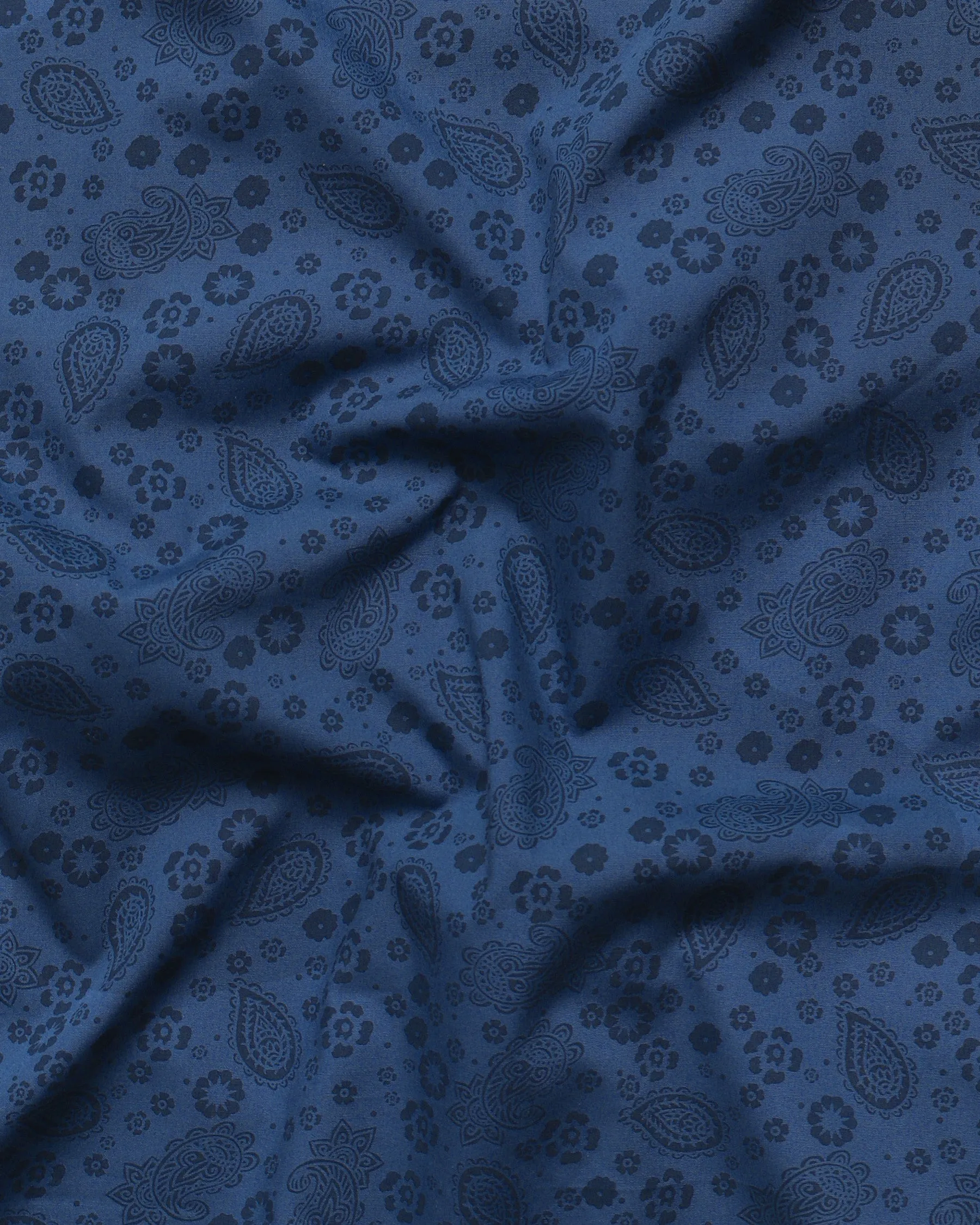 Cobalt Blue Paisleys Printed Premium Cotton Shirt sold by French Crown product image thumbnail 2