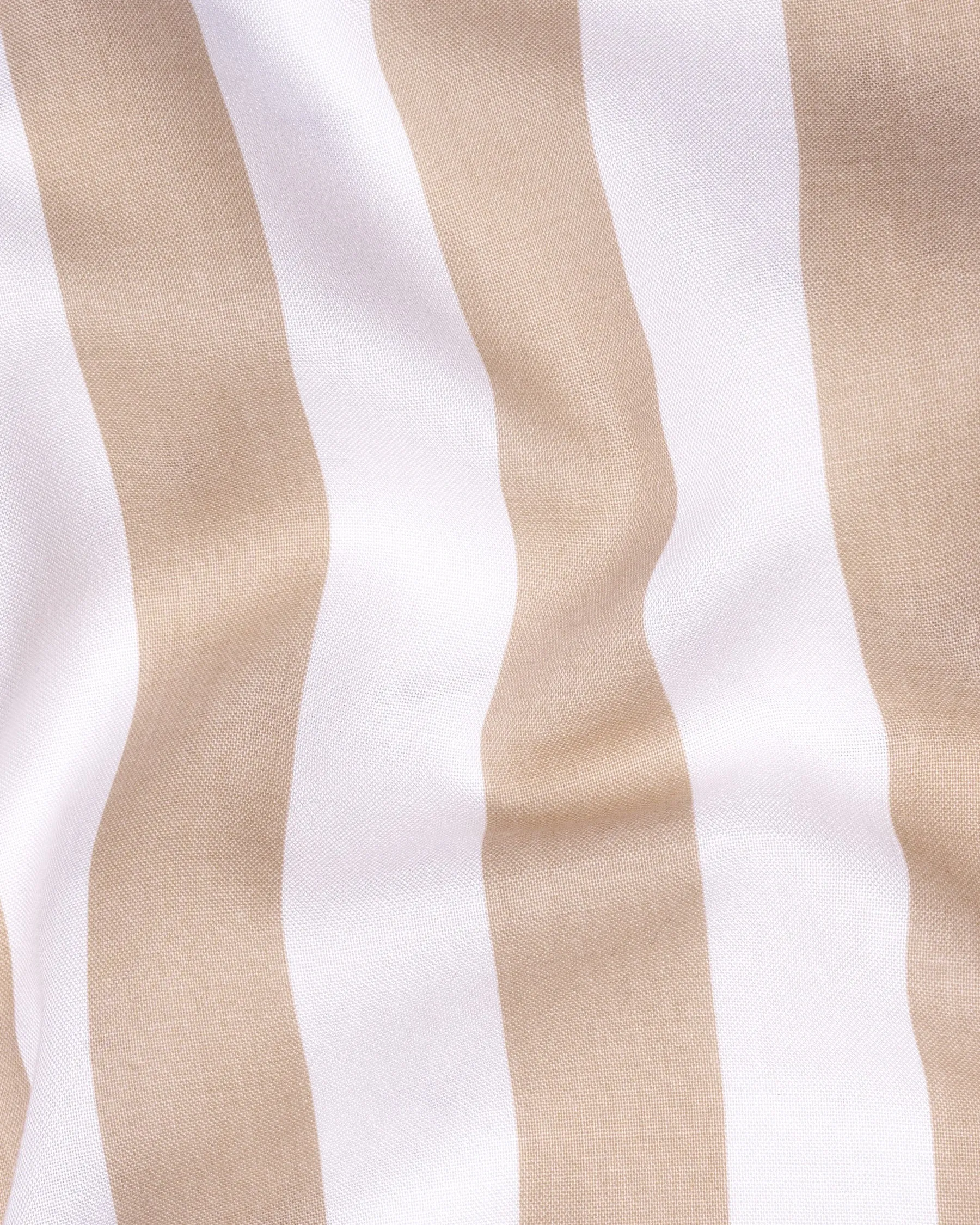 Clam Shell Brown and White Thick Striped Premium Tencel Shirt sold by French Crown product image thumbnail 2