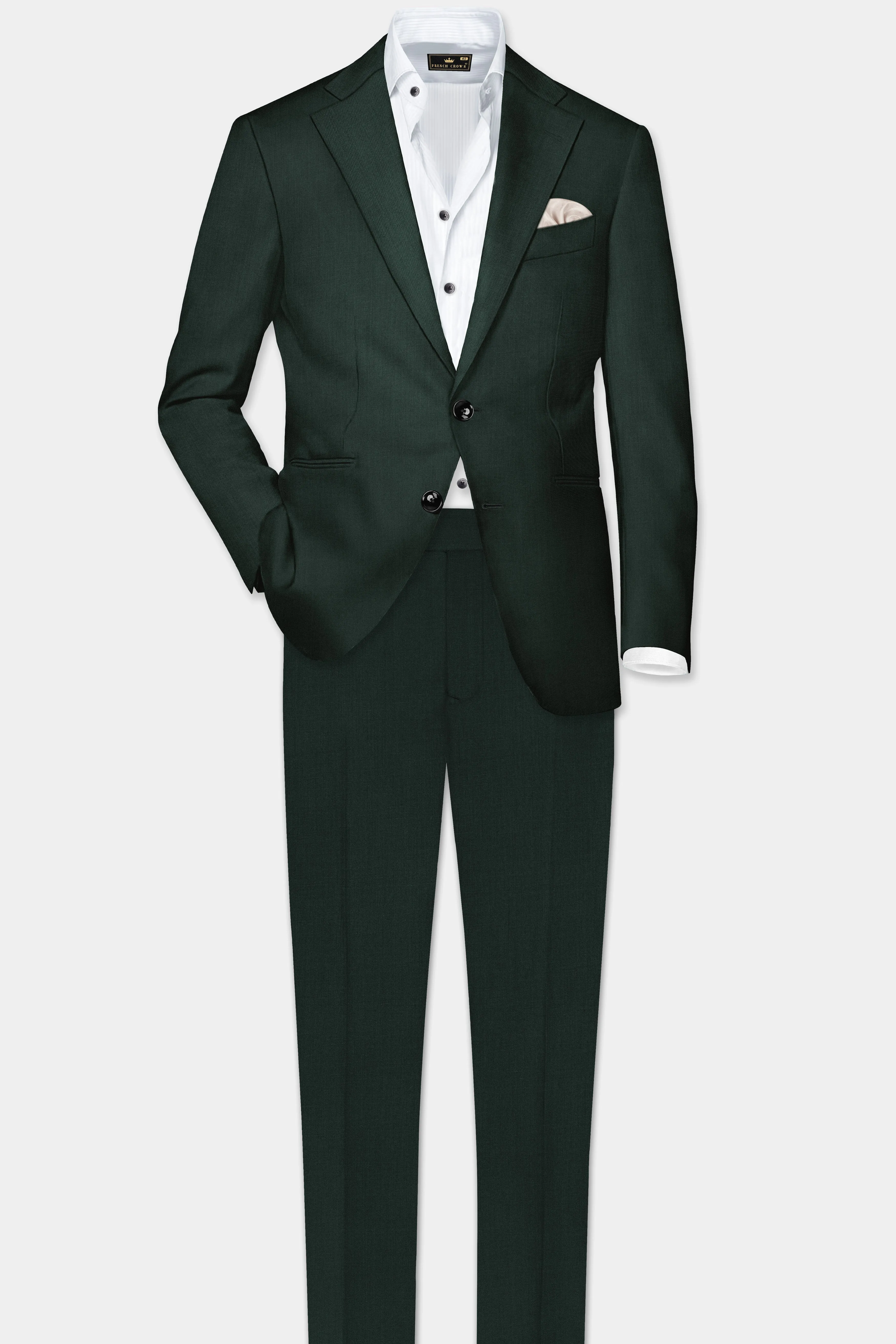 Chicago Green Solid Wool Rich Single Breasted Suit sold by French Crown product image thumbnail 4