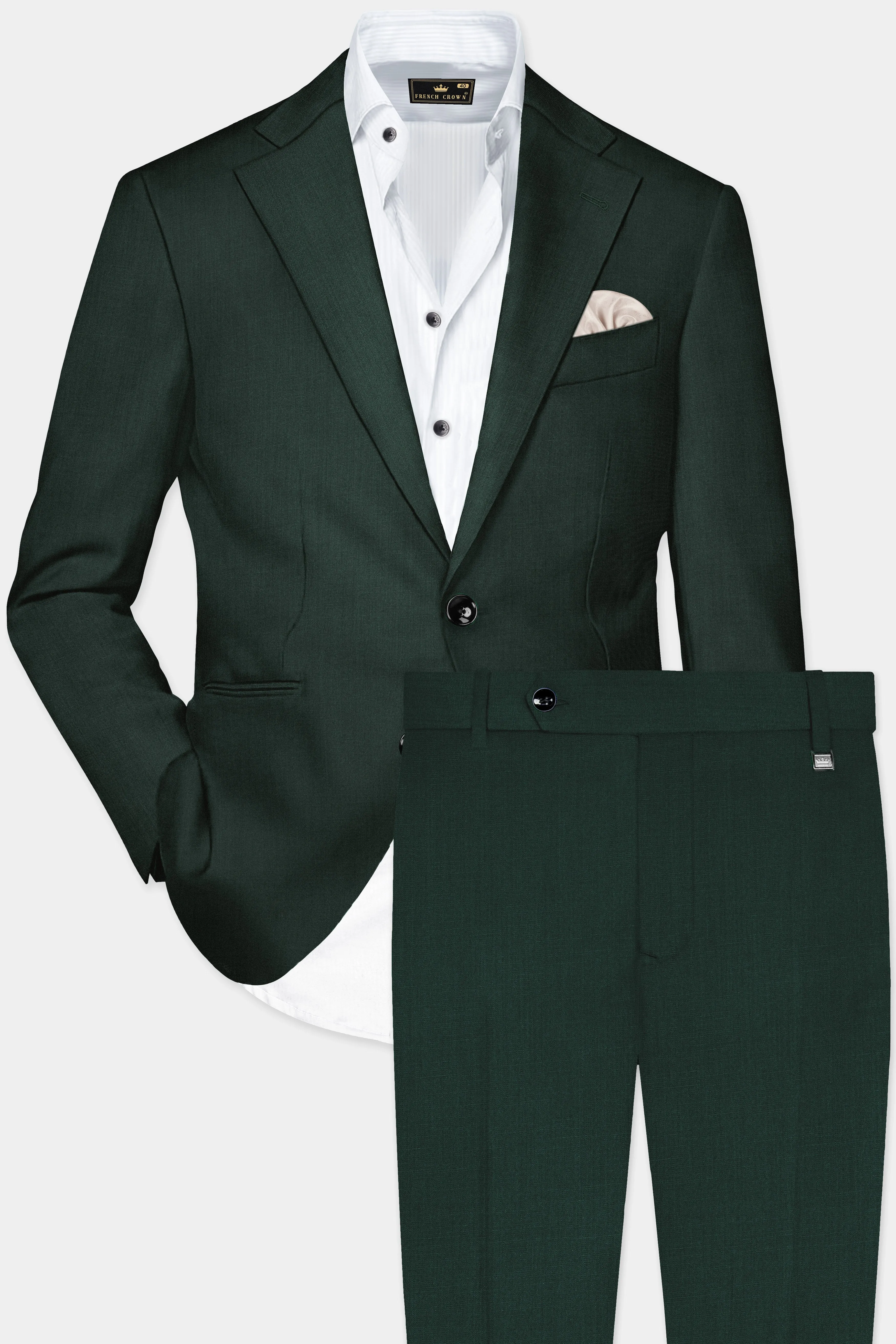 Chicago Green Solid Wool Rich Single Breasted Suit sold by French Crown product image thumbnail 2