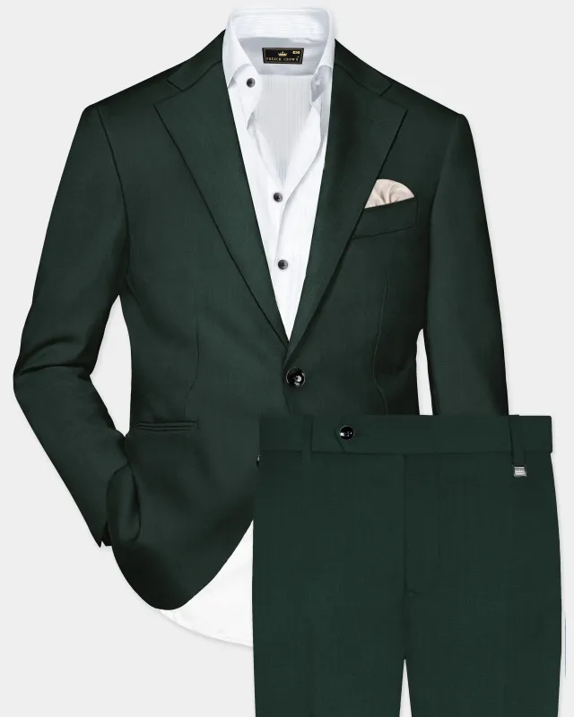 Chicago Green Solid Wool Rich Single Breasted Suit sold by French Crown