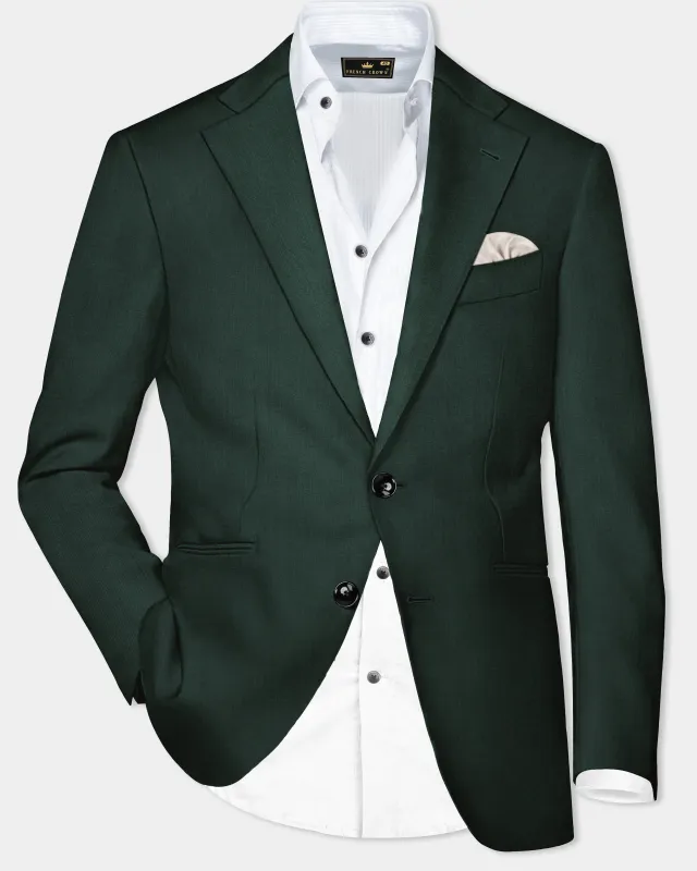 Chicago Green Solid Wool Rich Single Breasted Blazer sold by French Crown
