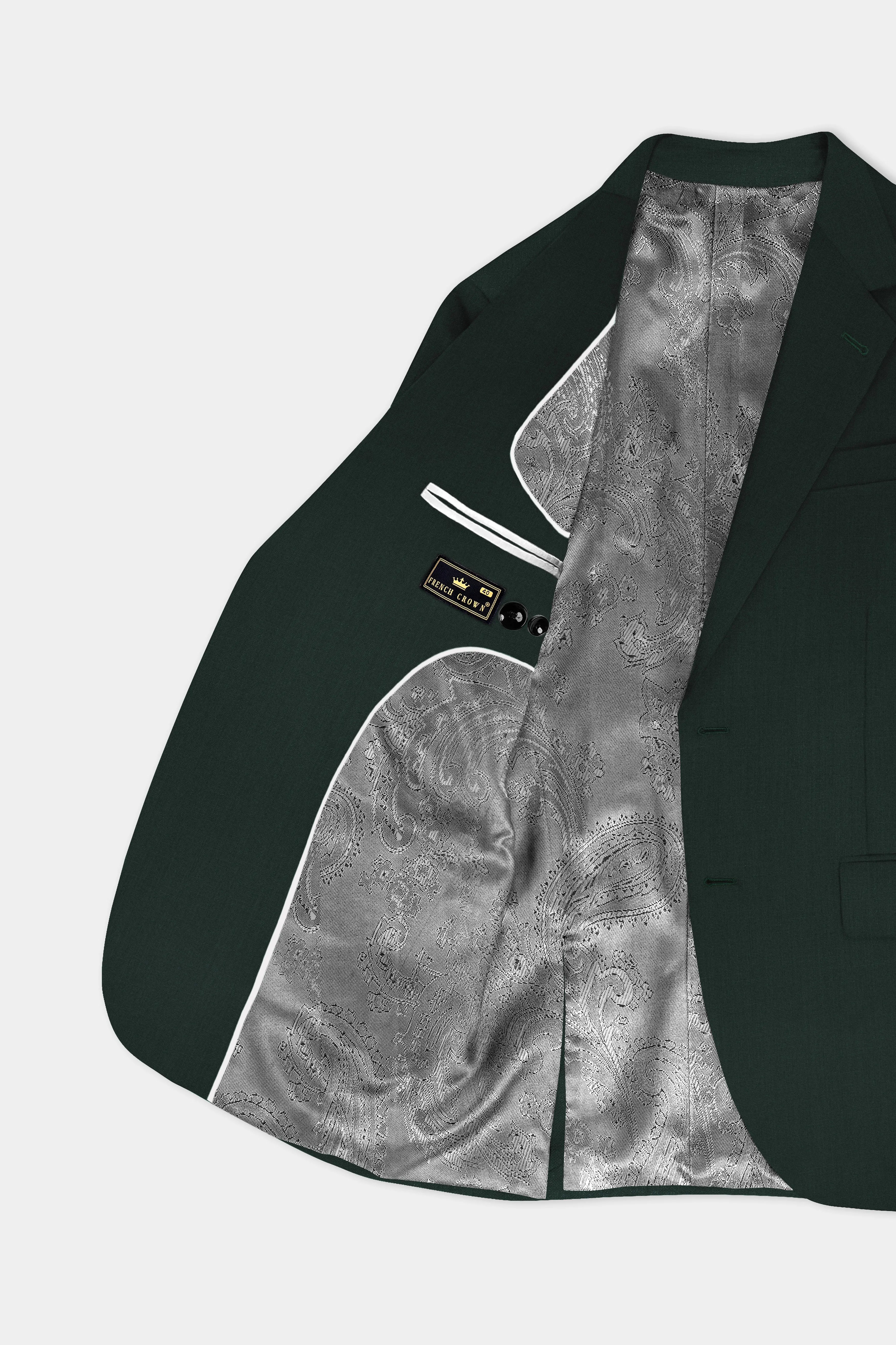 Chicago Green Solid Wool Rich Single Breasted Blazer sold by French Crown product image thumbnail 5