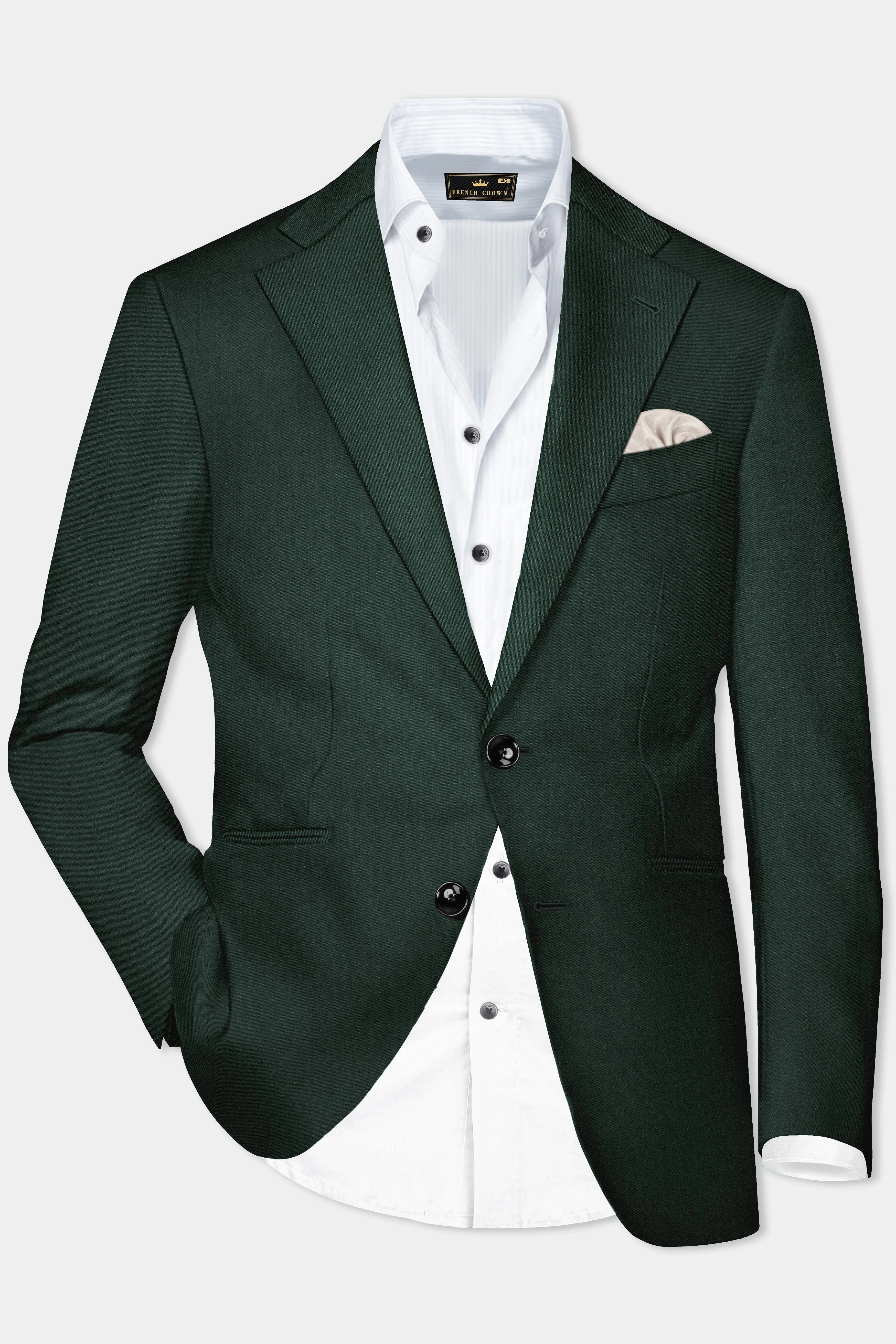 Chicago Green Solid Wool Rich Single Breasted Blazer sold by French Crown product image thumbnail 2