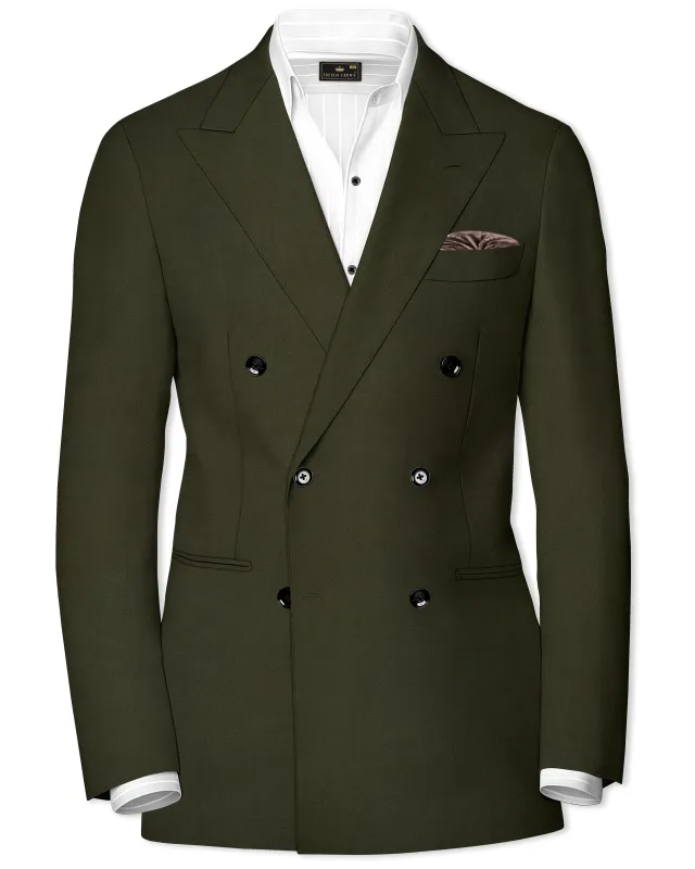 Verdaro-Zeus Green Solid Premium Cotton Double Breasted Blazer made by French Crown