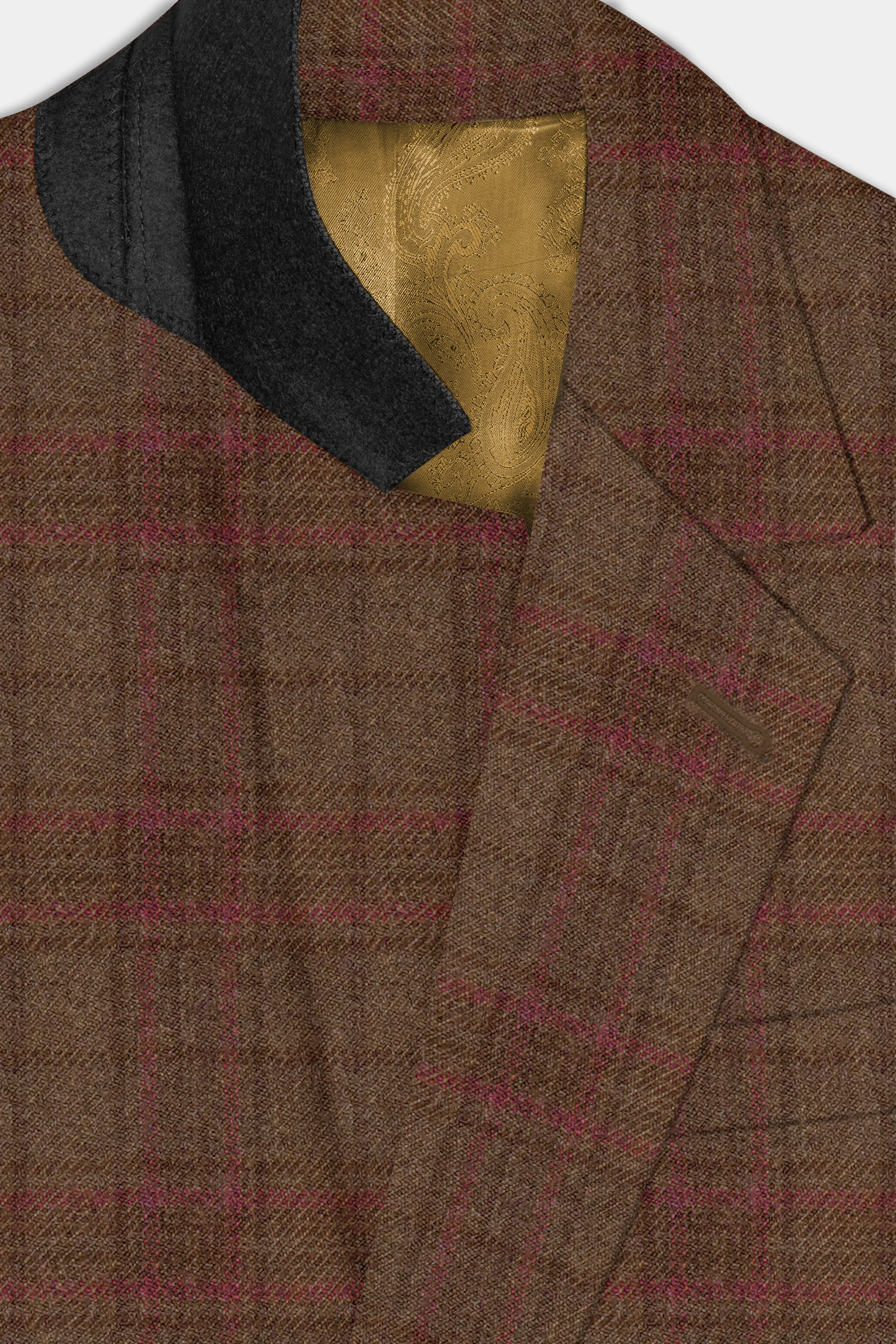 Cango Brown Plaid Wool Rich Single Breasted Suit sold by French Crown product image thumbnail 5