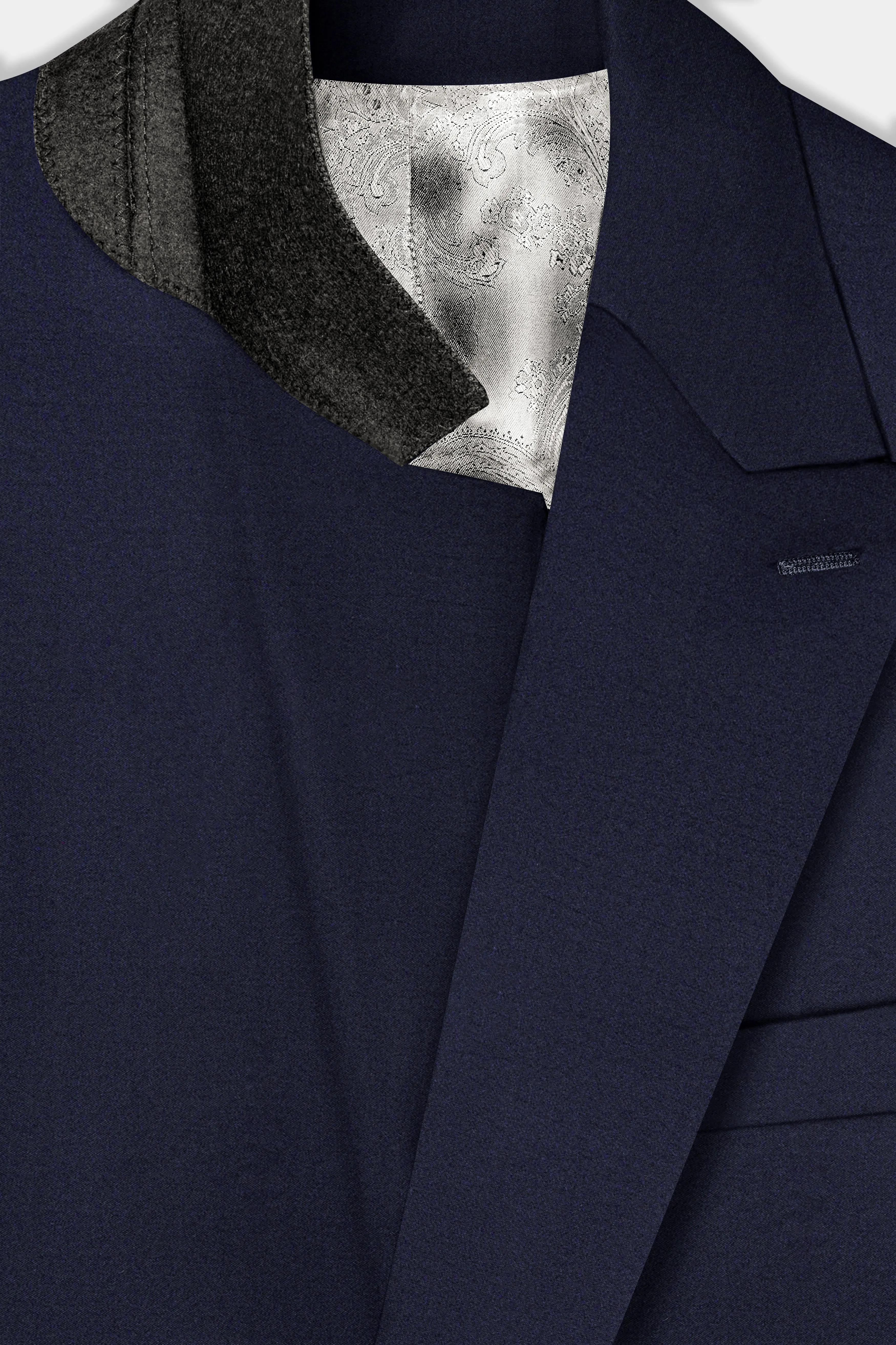 Thunder Blue Solid Wool Blend Double Breasted Suit sold by French Crown product image thumbnail 5