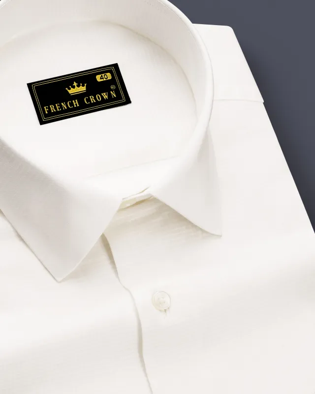 Ivoreo-Eggshell White Dobby Textured Super Soft Premium Cotton Dress Shirt sold by French Crown